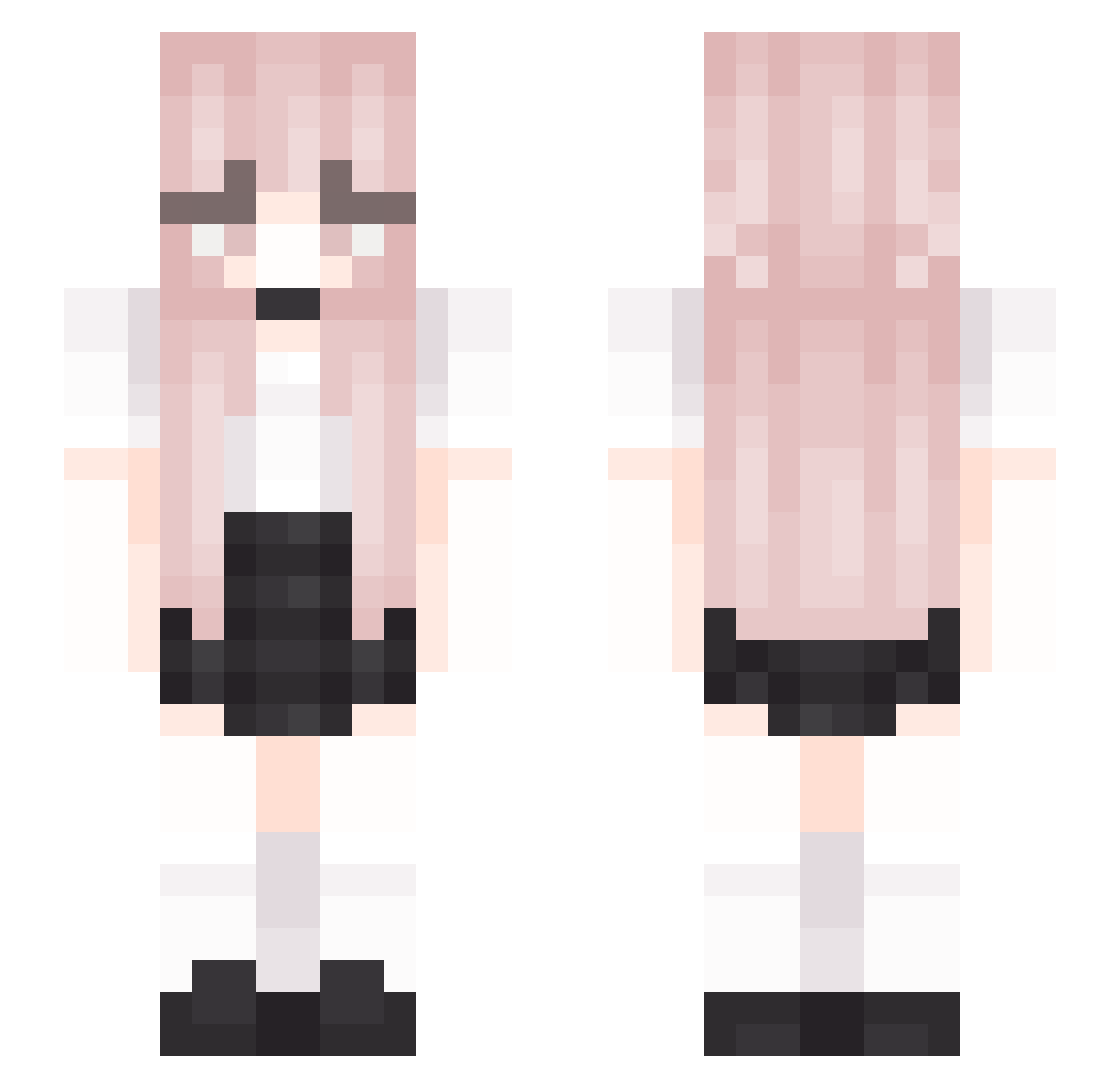 zyoslq Minecraft skin, front and back view