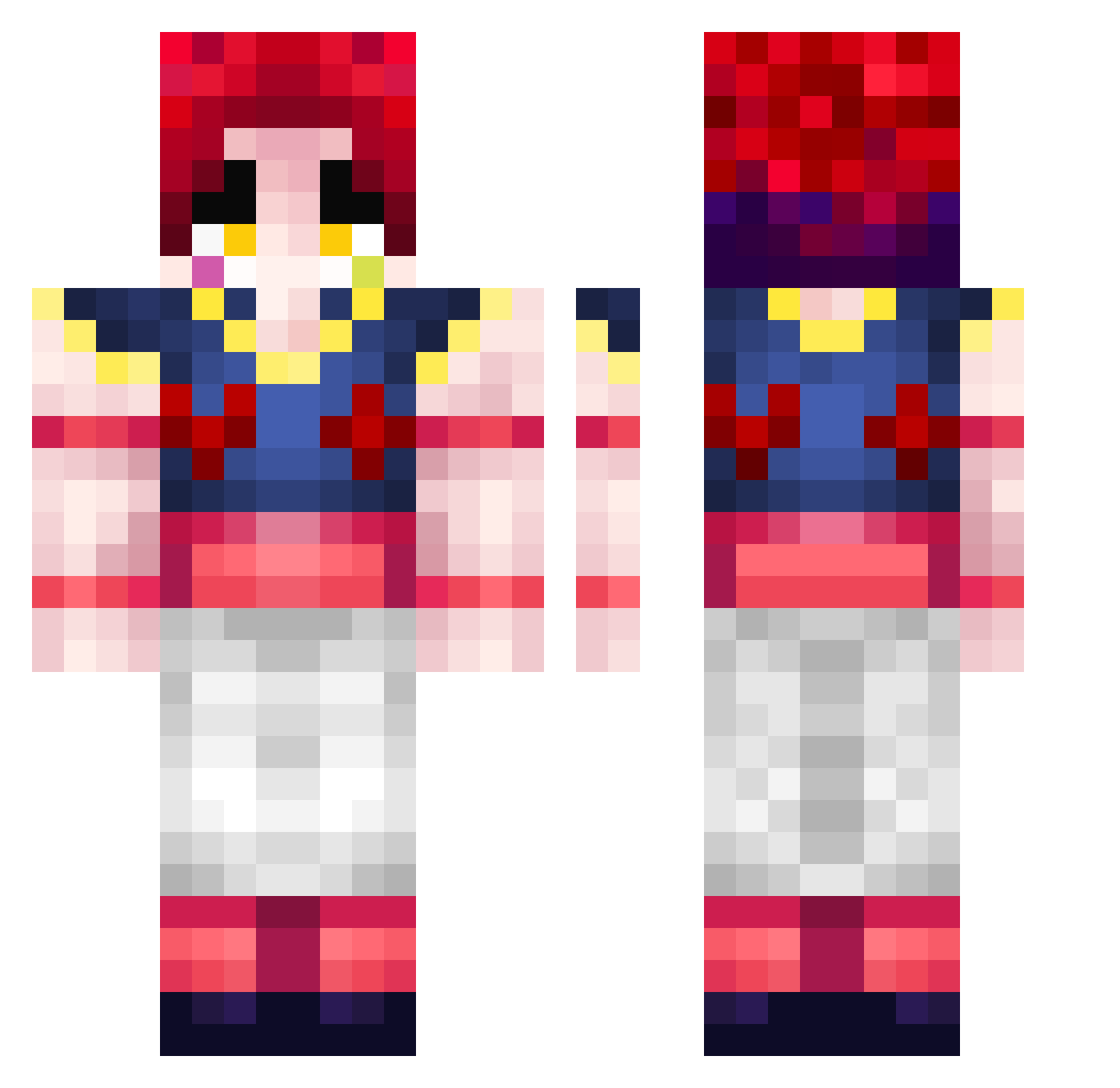 sosfoxy Minecraft skin, front and back view