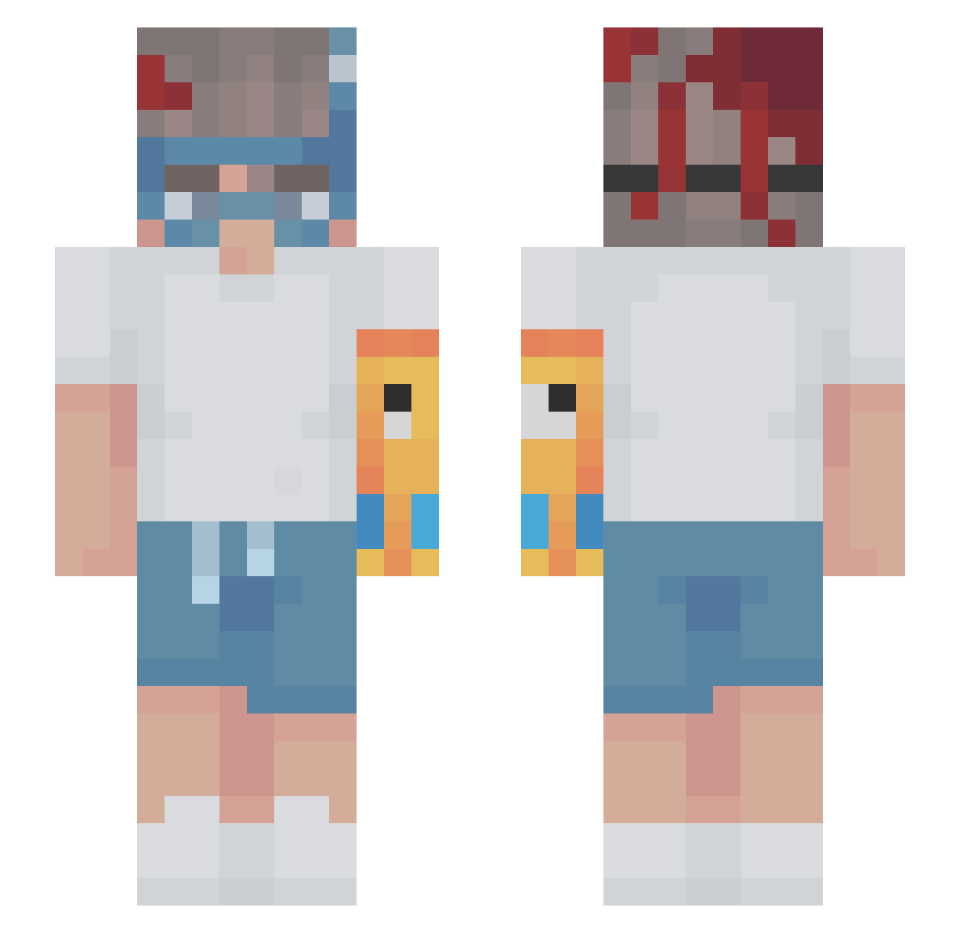 Jqea Minecraft skin, front and back view