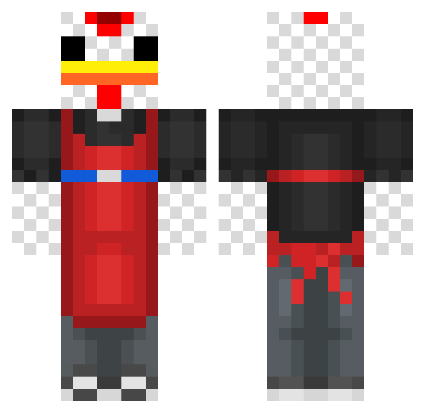 Misinformed Minecraft skin, front and back view