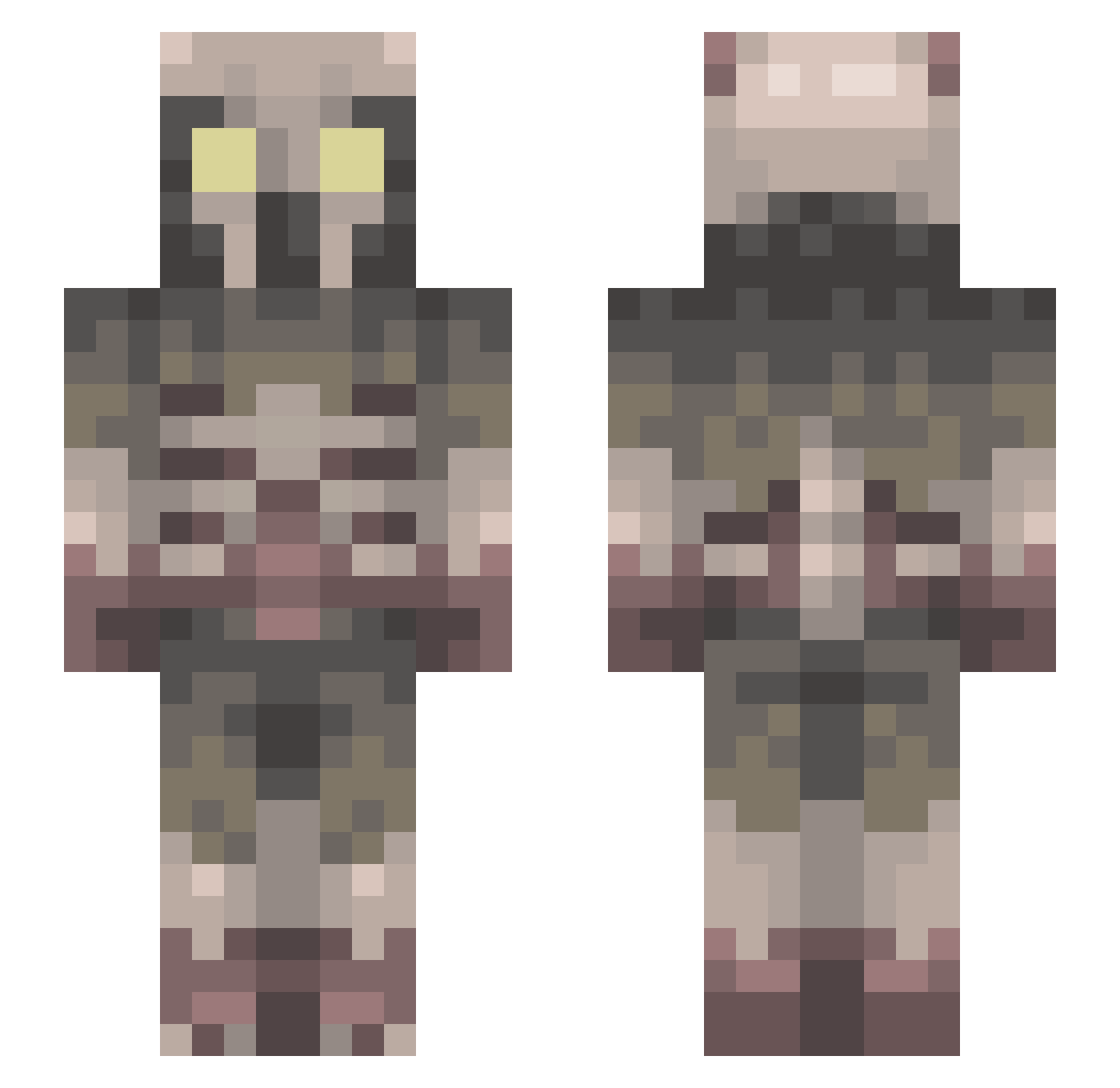Sortail Minecraft skin, front and back view
