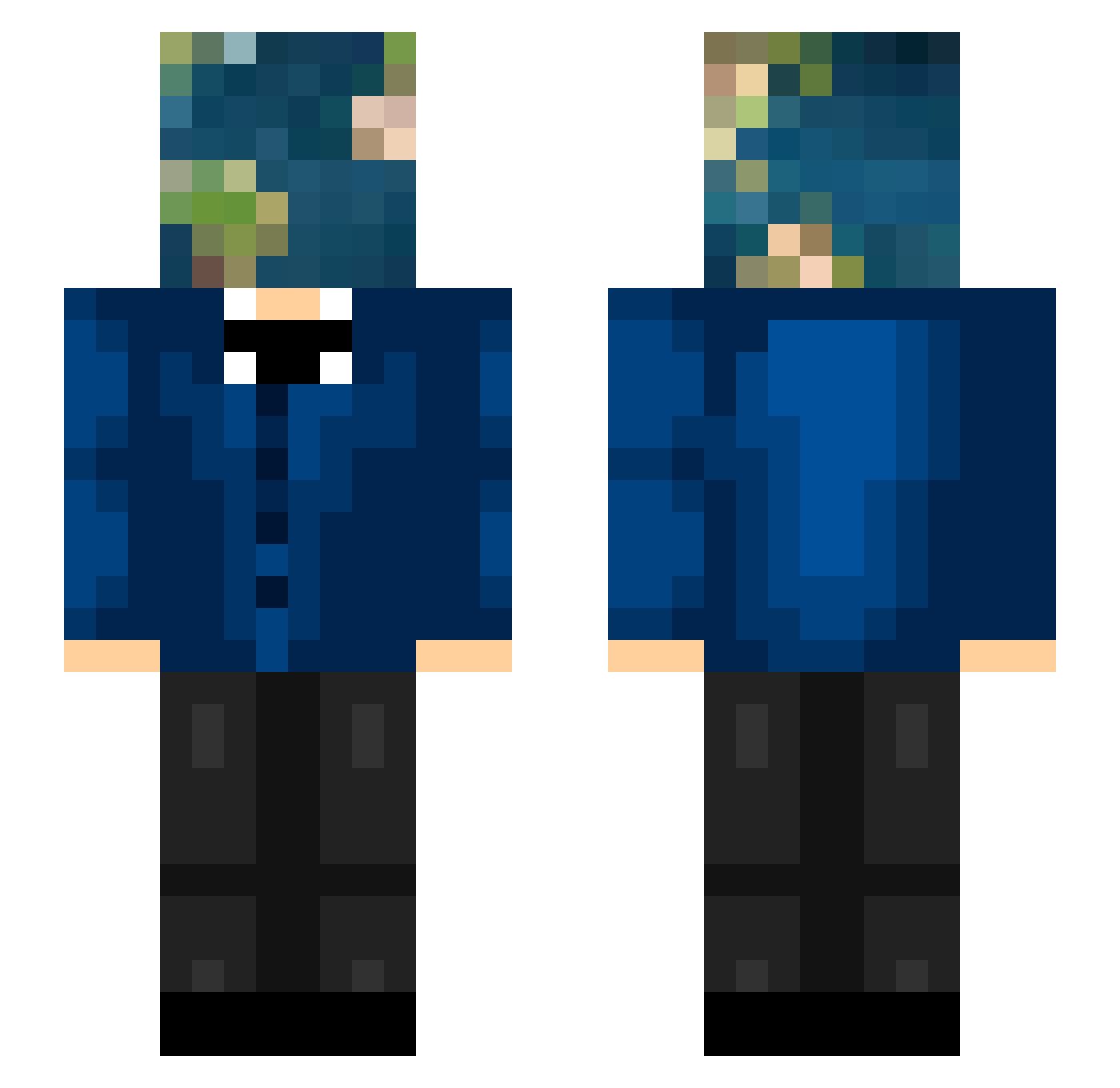 TornadoK Minecraft skin, front and back view