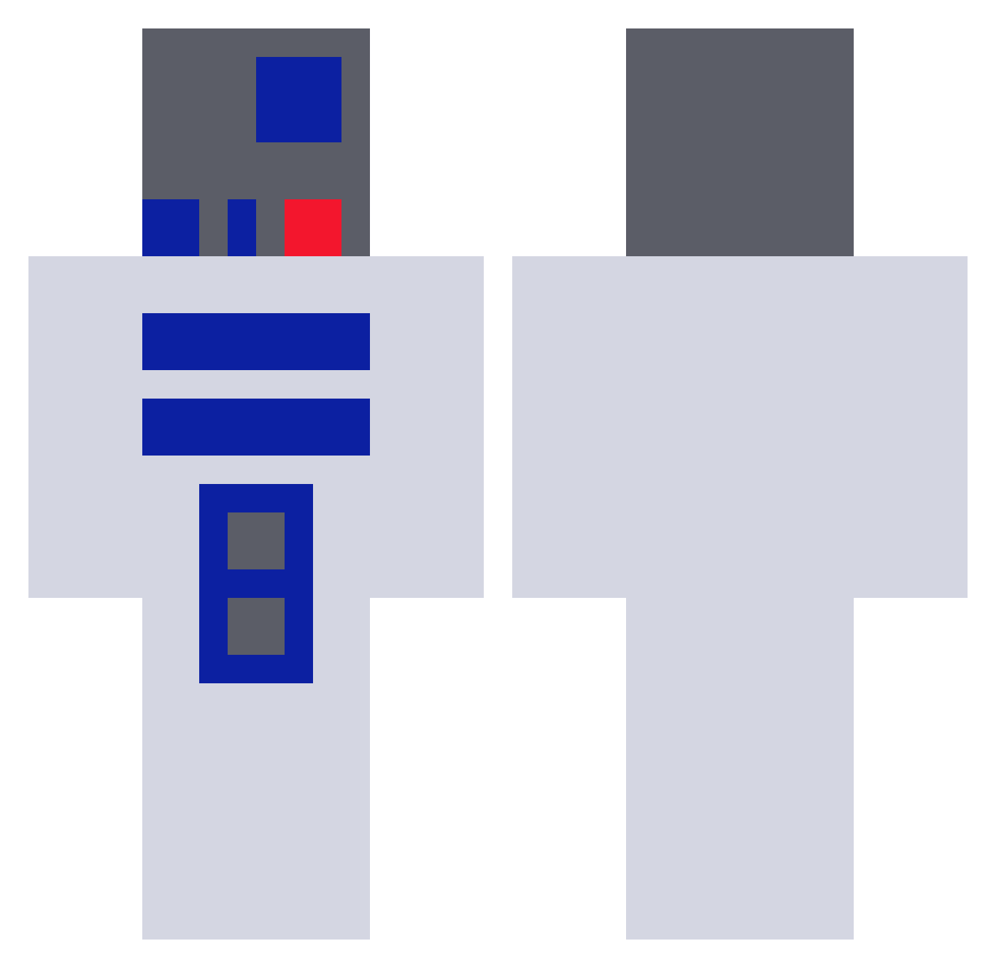 CackelHD Minecraft skin, front and back view