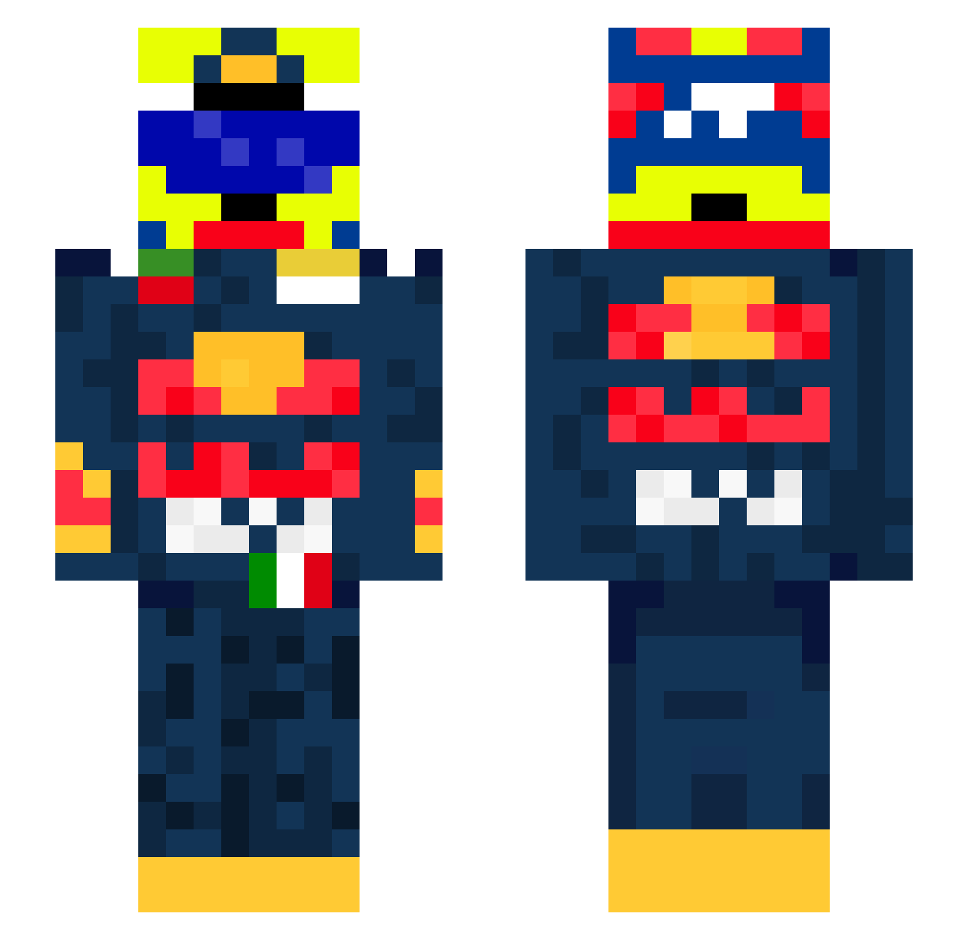 Benzinpenz Minecraft skin, front and back view