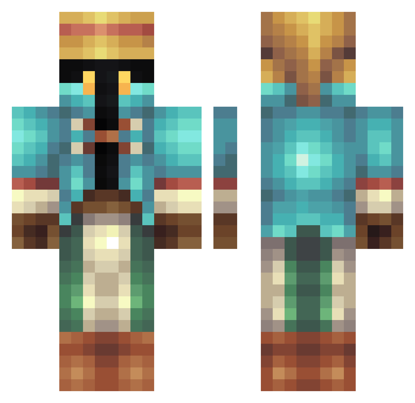 AbelEden Minecraft skin, front and back view