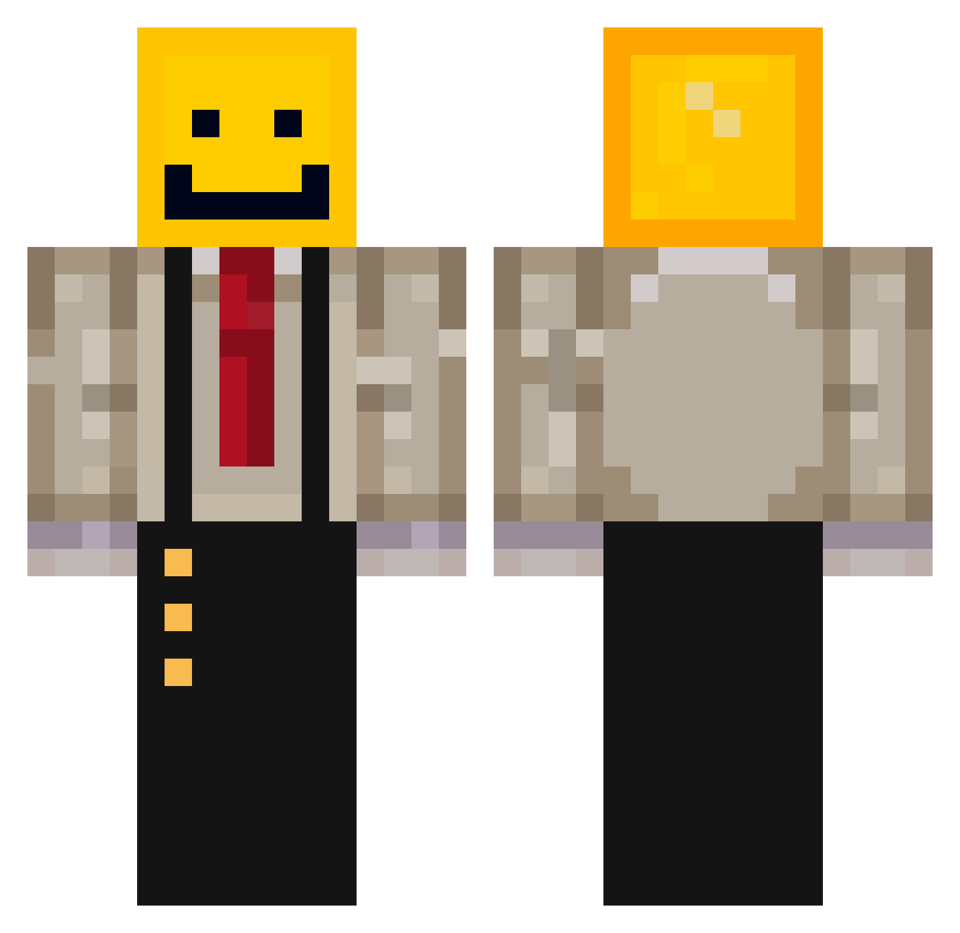 Pyychi Minecraft skin, front and back view