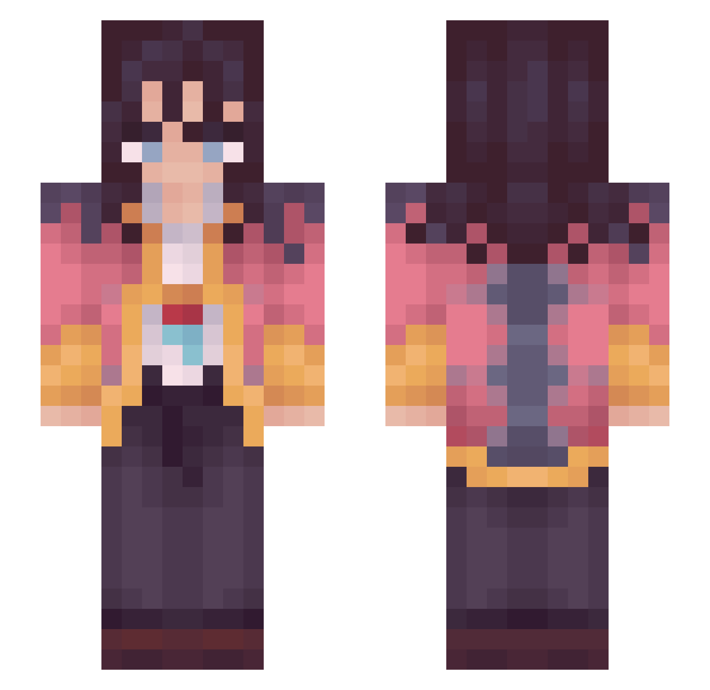 mokyxo Minecraft skin, front and back view