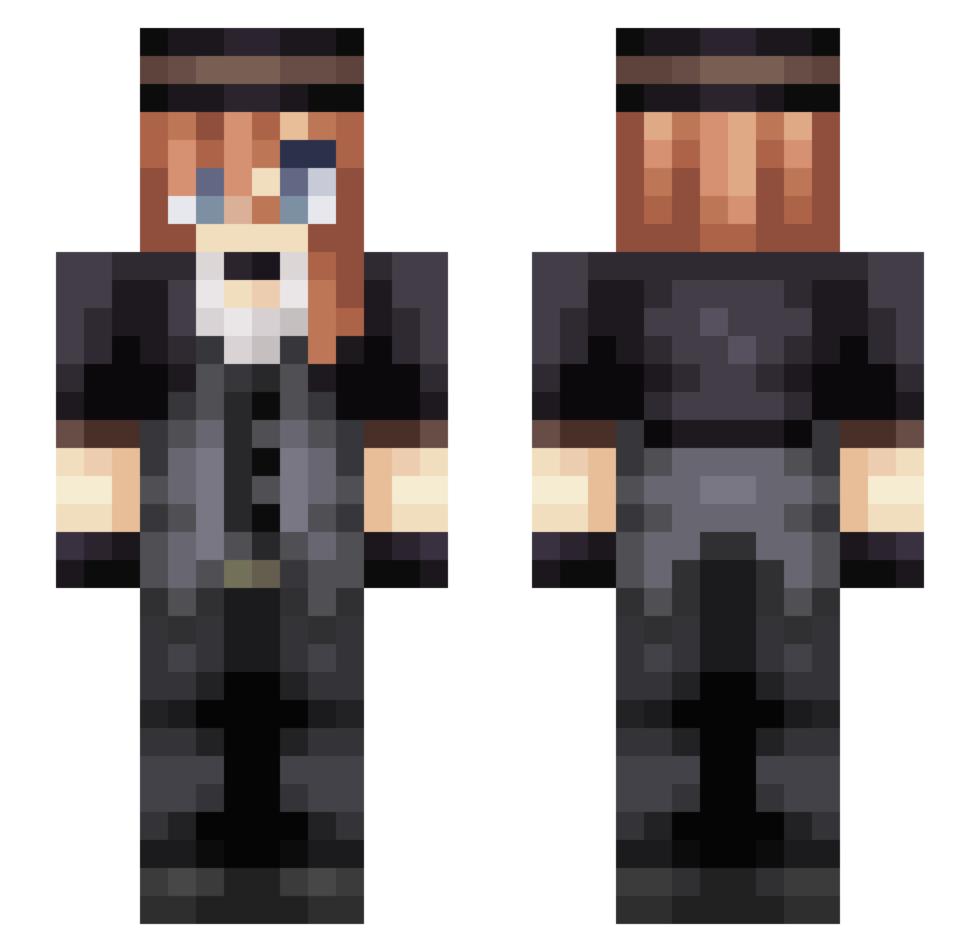 XxAmuletxX Minecraft skin, front and back view