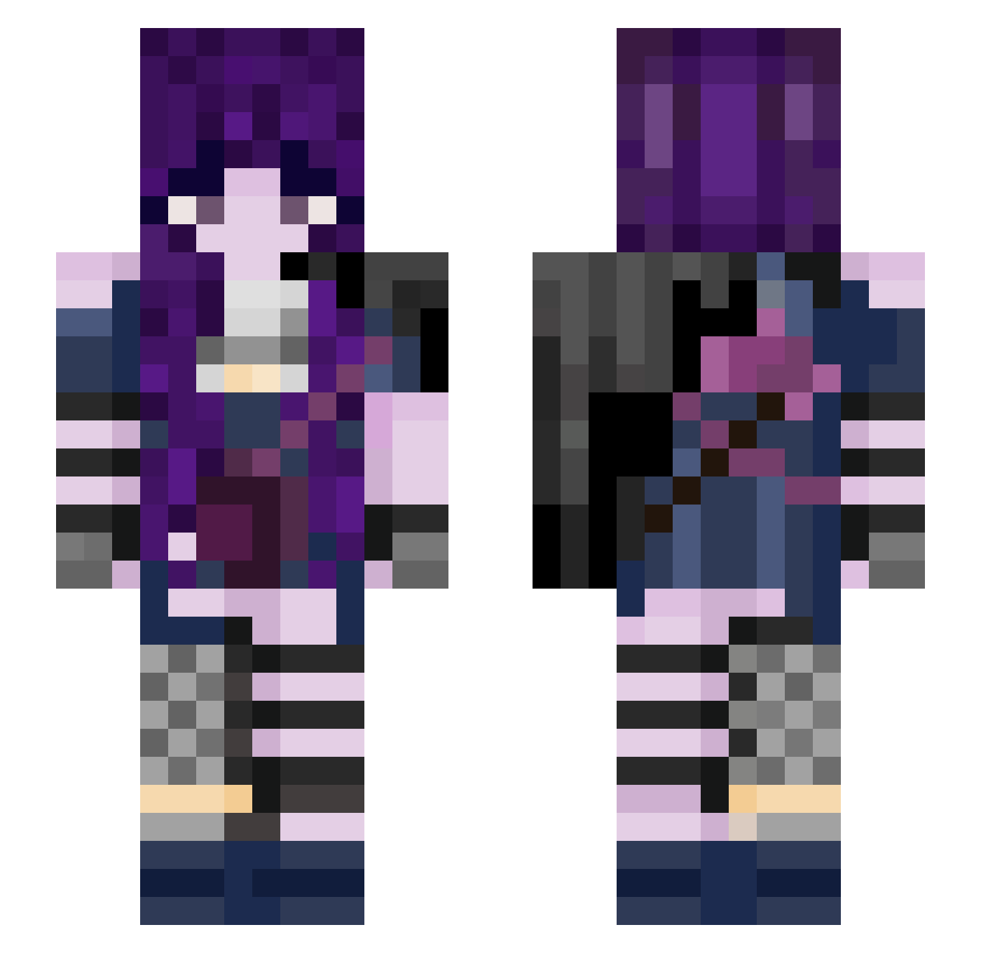 PewPewYes Minecraft skin, front and back view