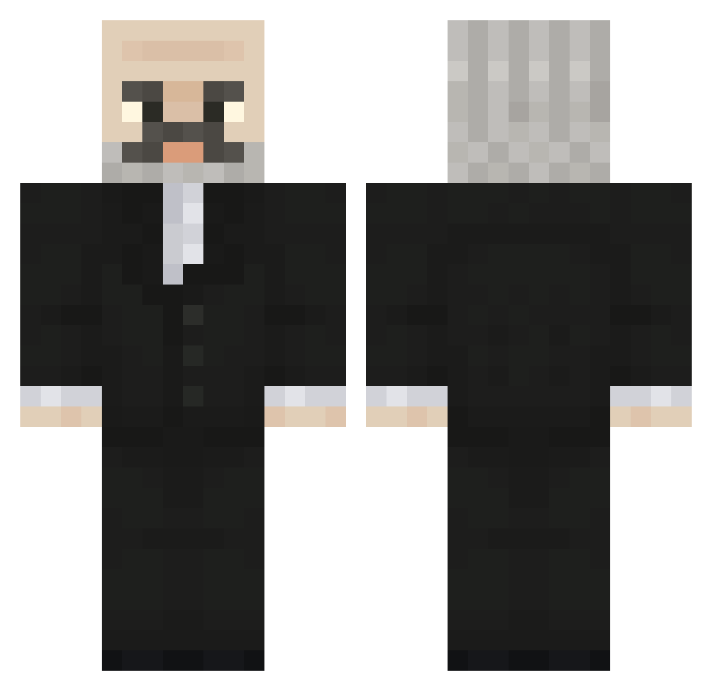 MrButterwell Minecraft skin, front and back view