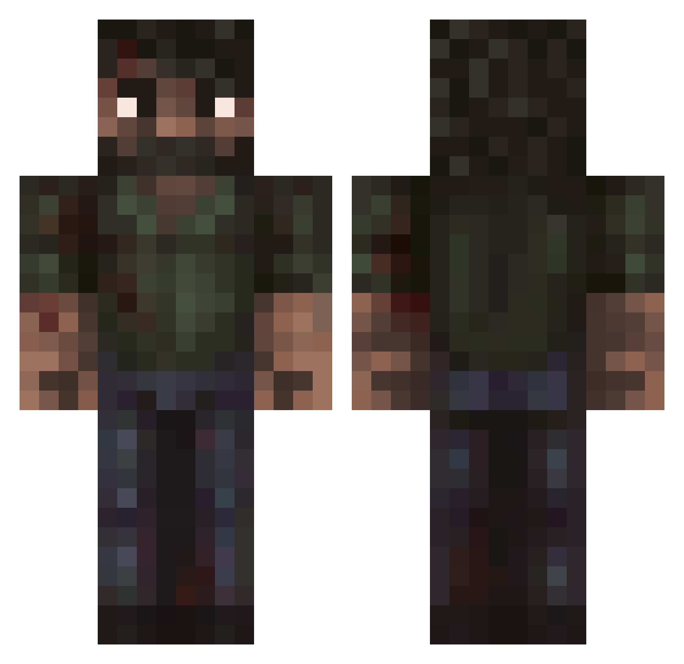 GhastxD Minecraft skin, front and back view
