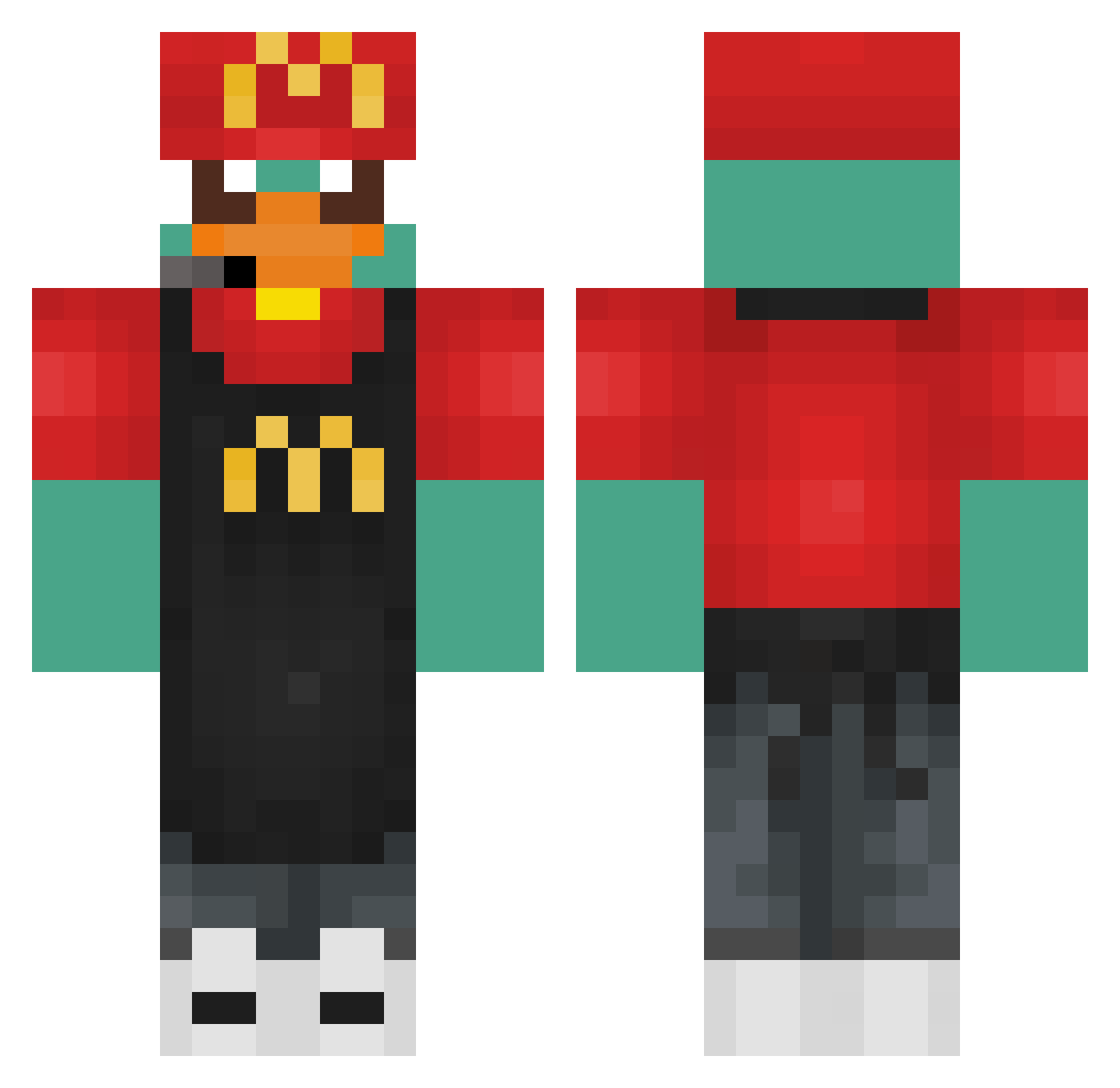 SlideGHG Minecraft skin, front and back view