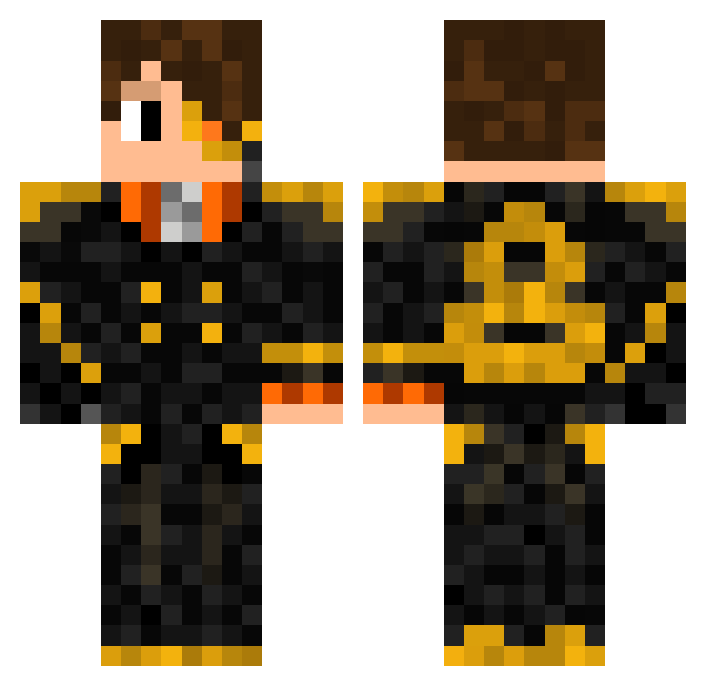 Spacebyter Minecraft skin, front and back view