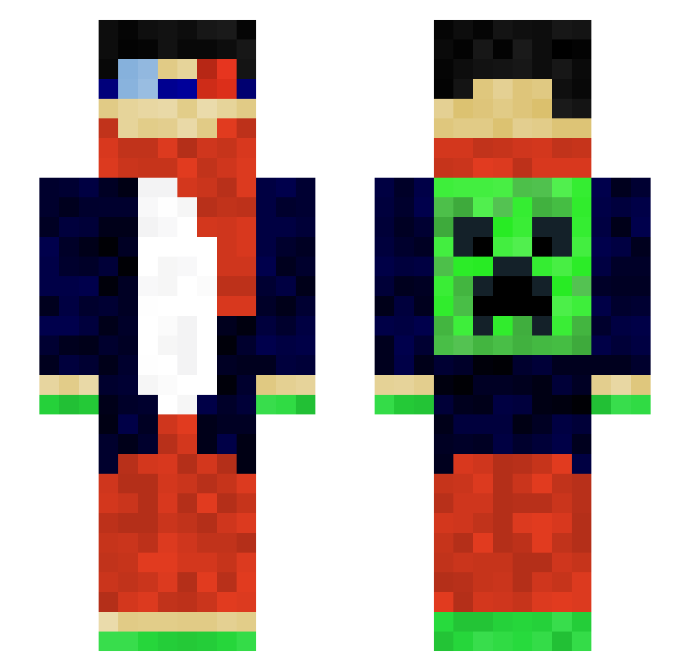 creatomat Minecraft skin, front and back view