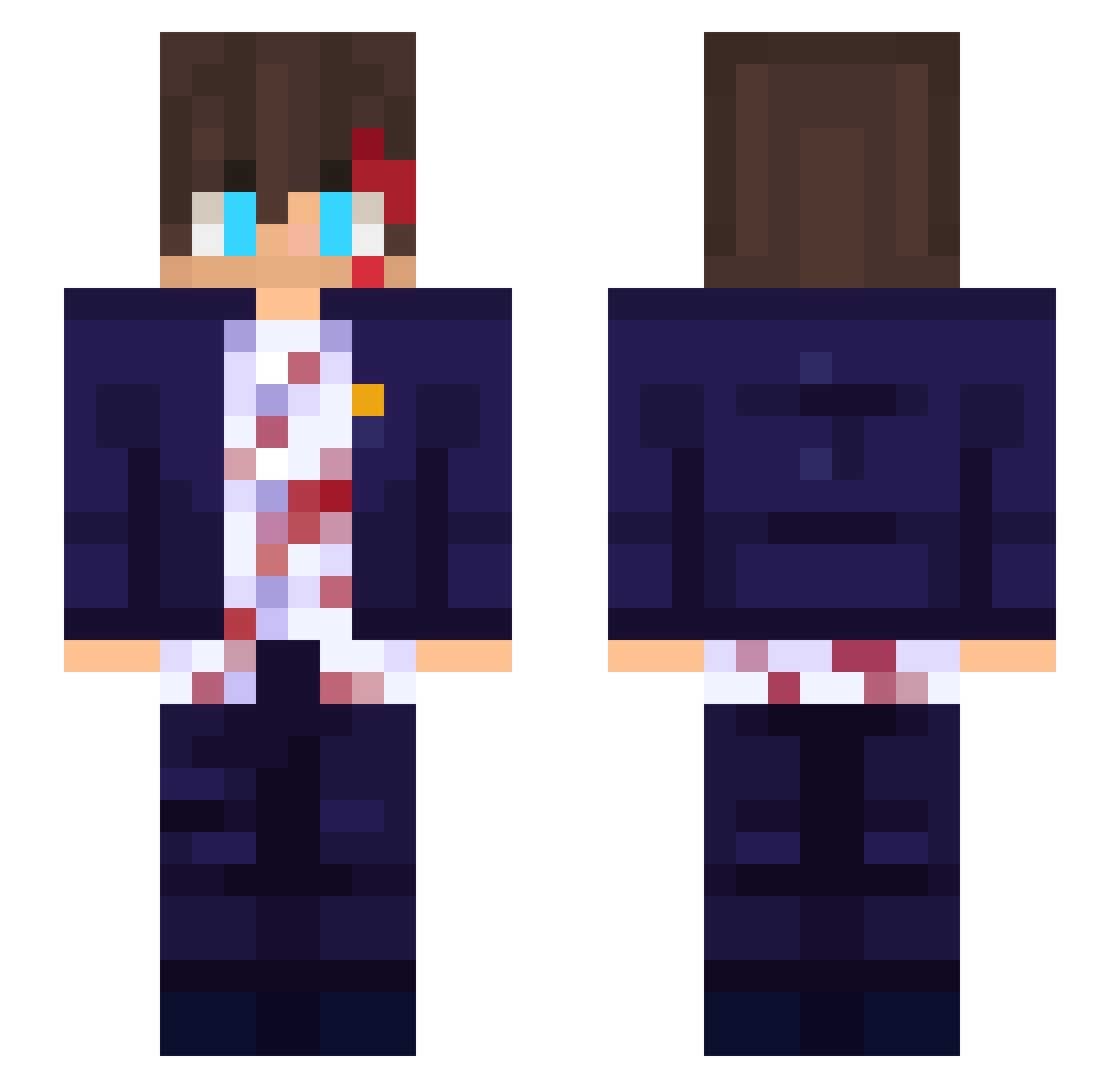 PRESTONFIGHTER Minecraft skin, front and back view