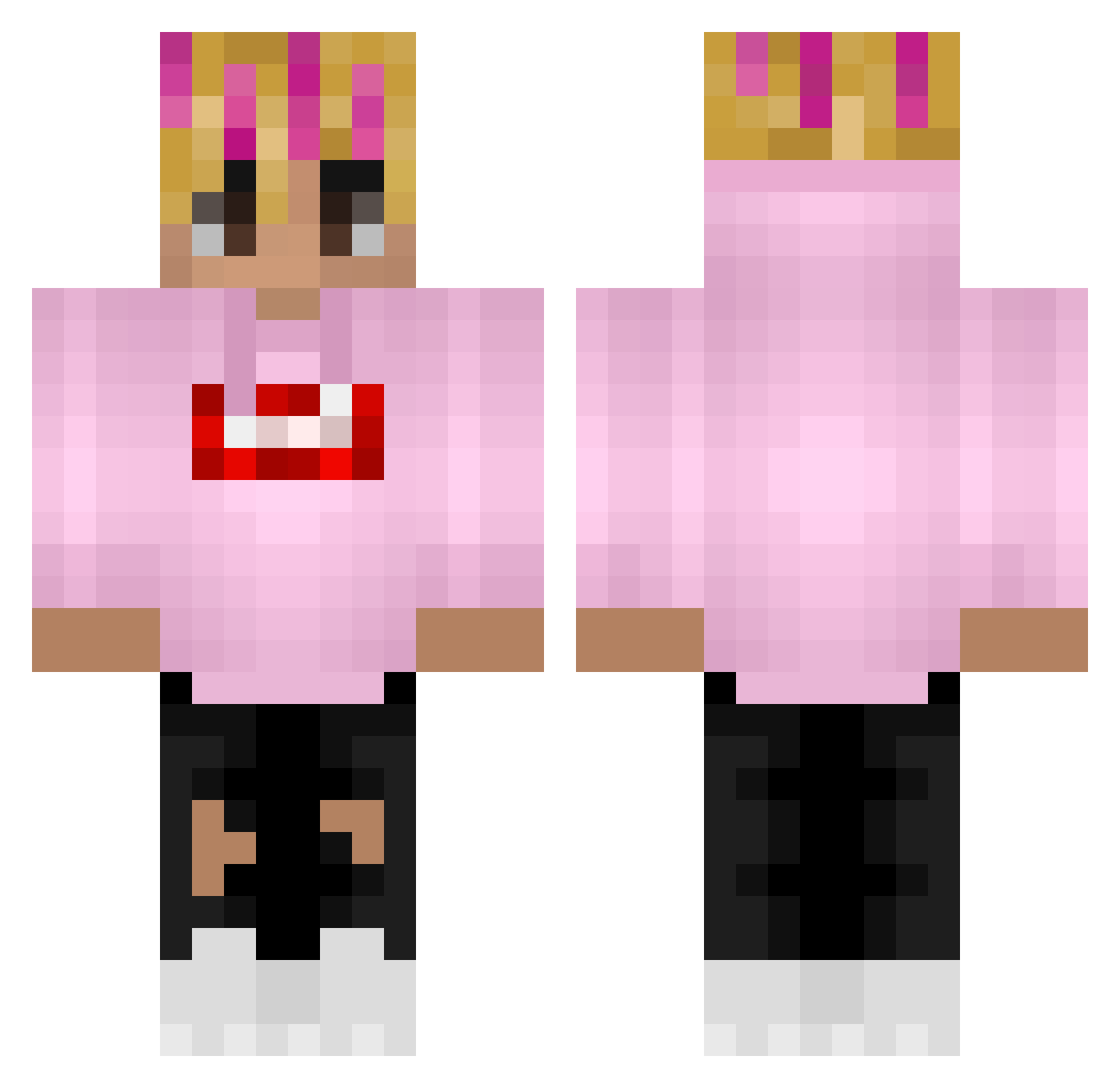 BlackSoulPVPi Minecraft skin, front and back view