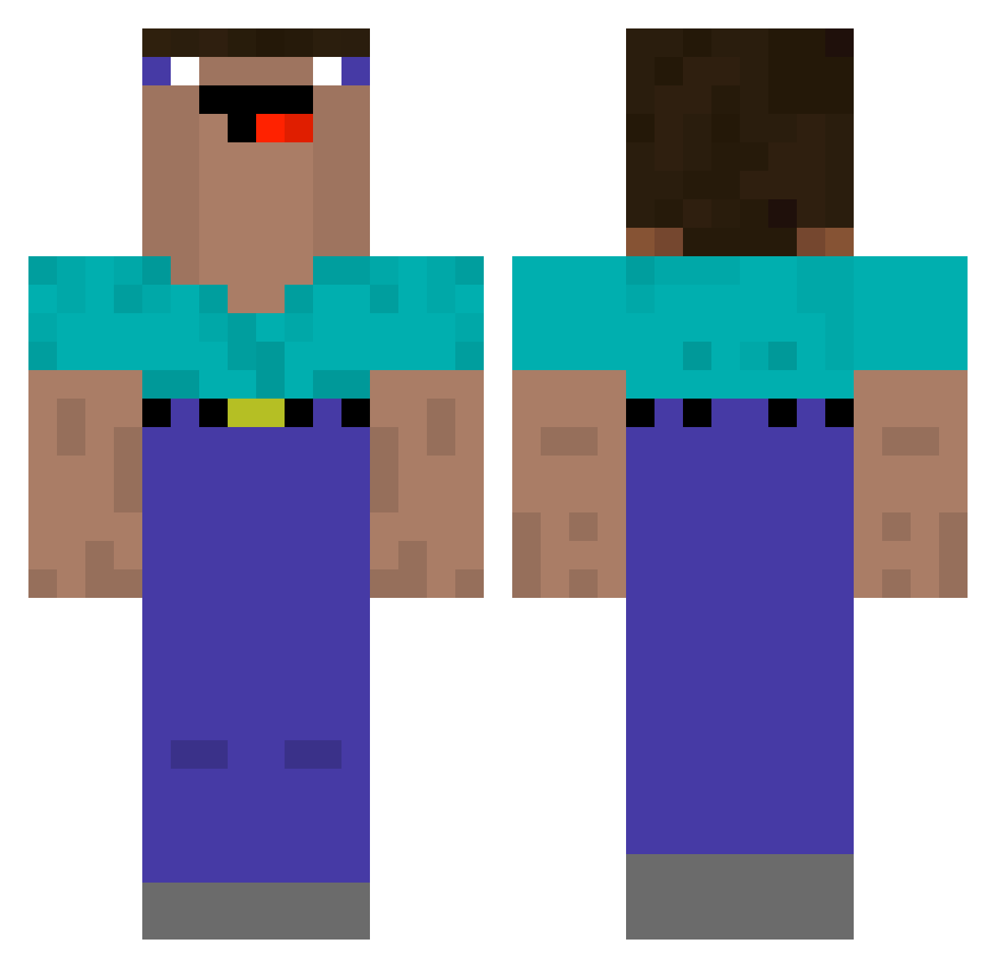 rubibaadoobee Minecraft skin, front and back view