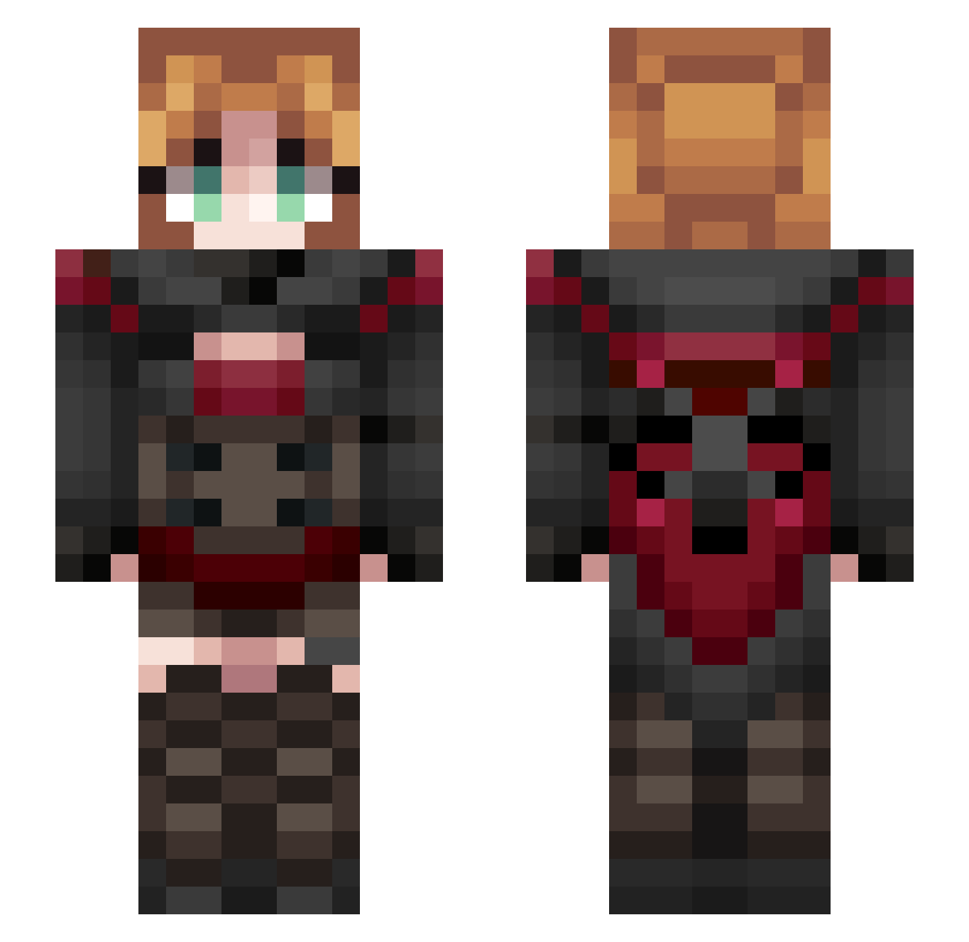 foxxee Minecraft skin, front and back view