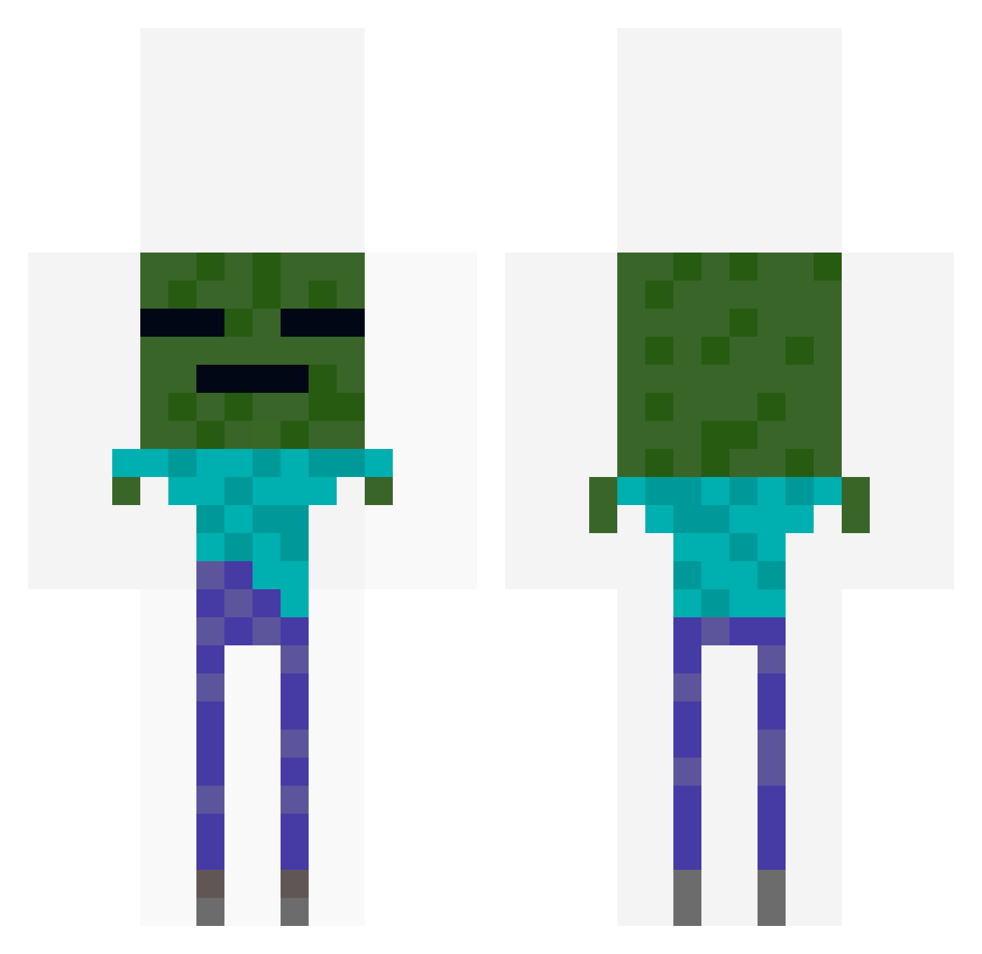 Vuncc Minecraft skin, front and back view