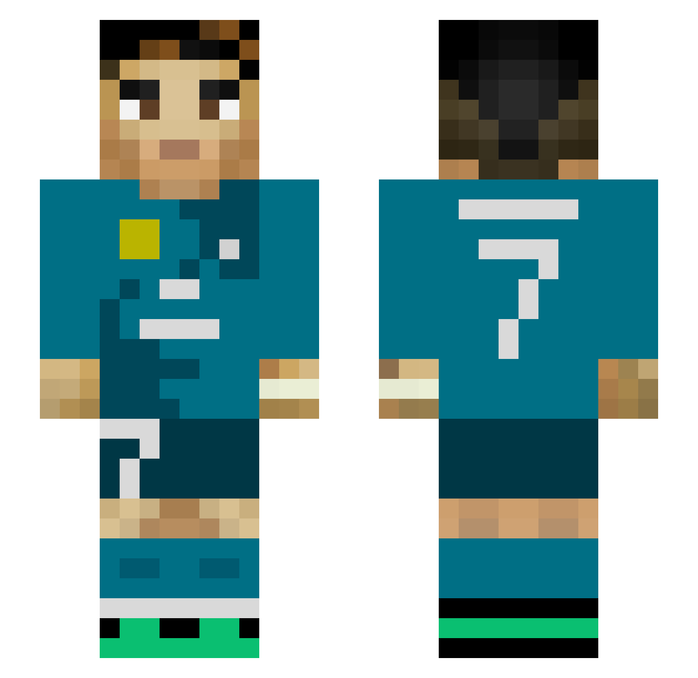MustafaTe Minecraft skin, front and back view
