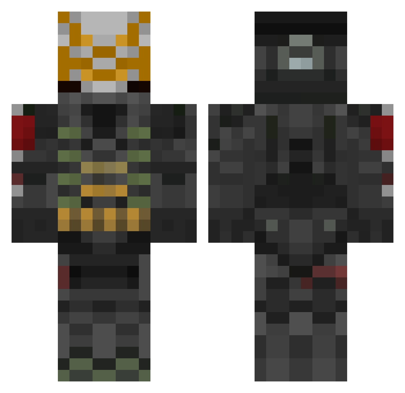 RHS_Raven Minecraft skin, front and back view
