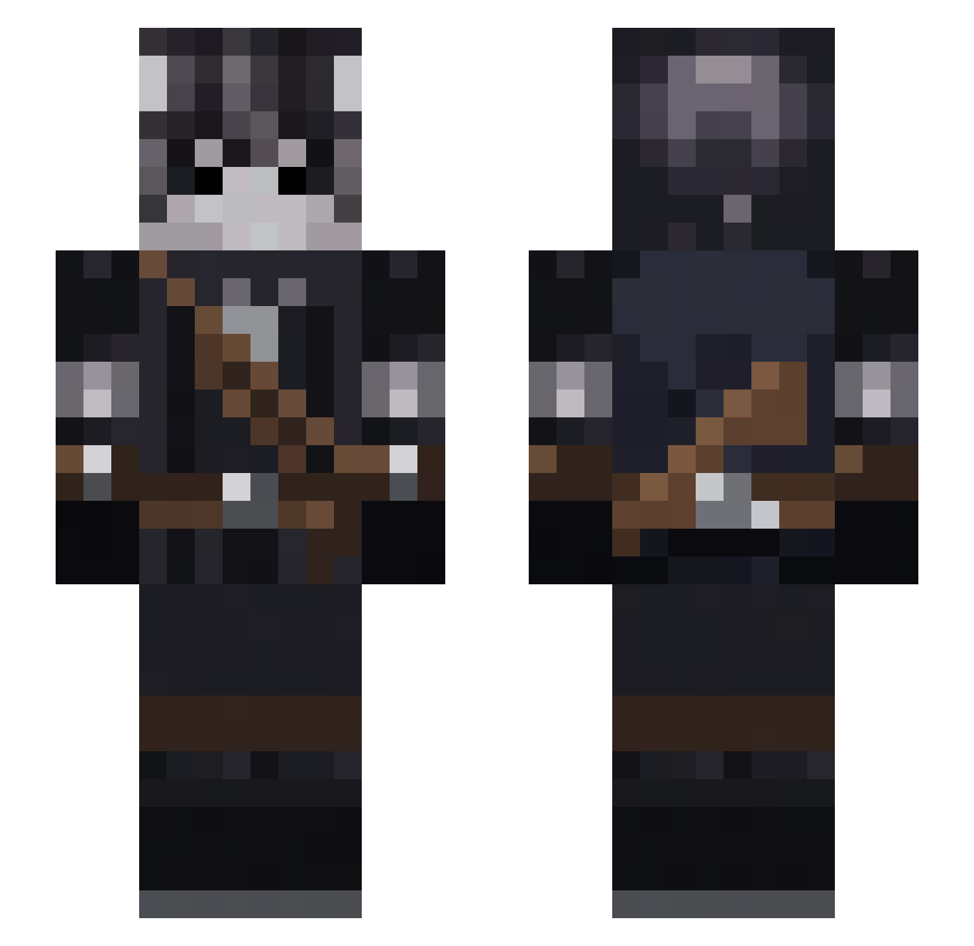 ReturnOfBots Minecraft skin, front and back view