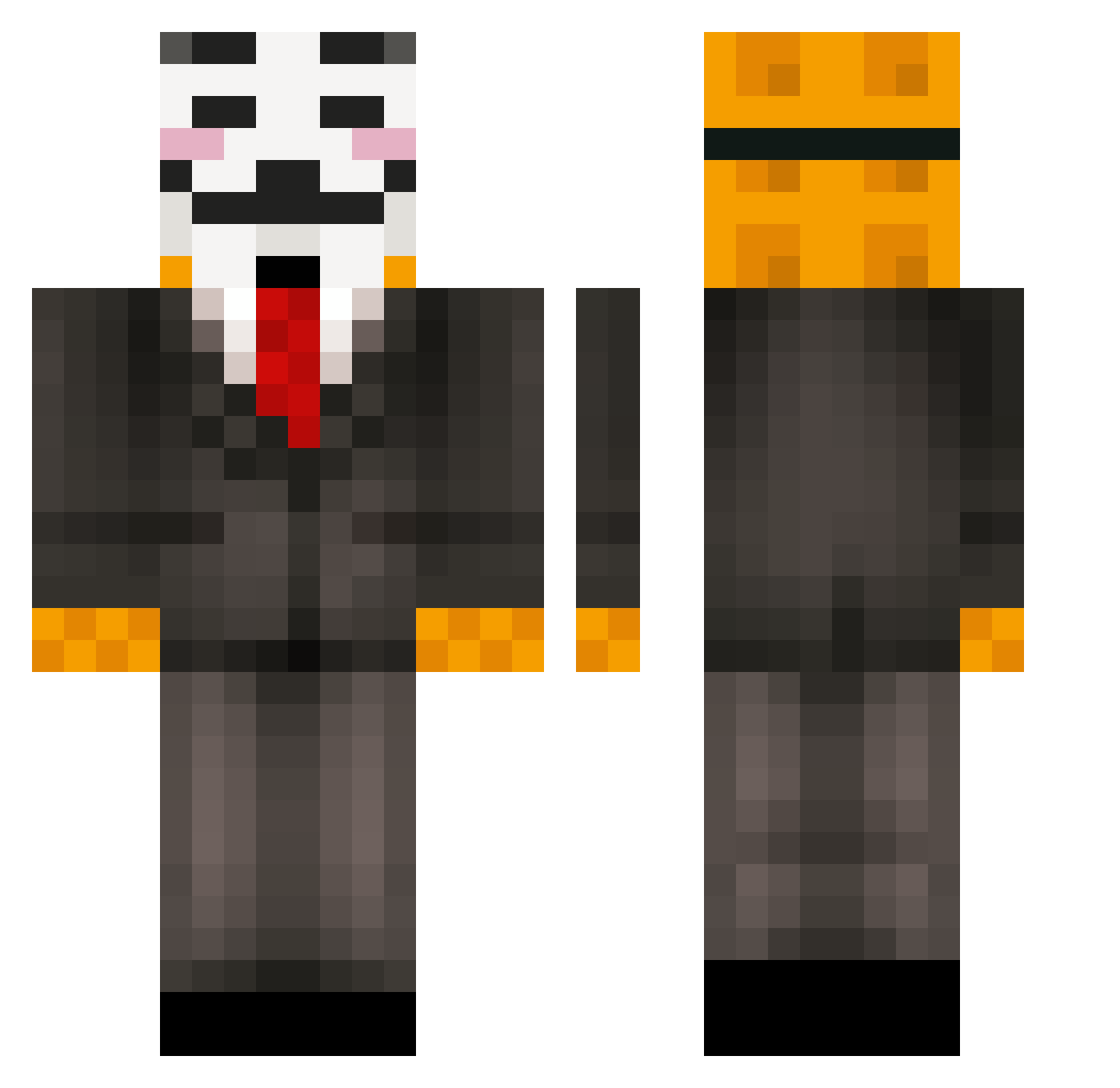 Clown4King Minecraft skin, front and back view