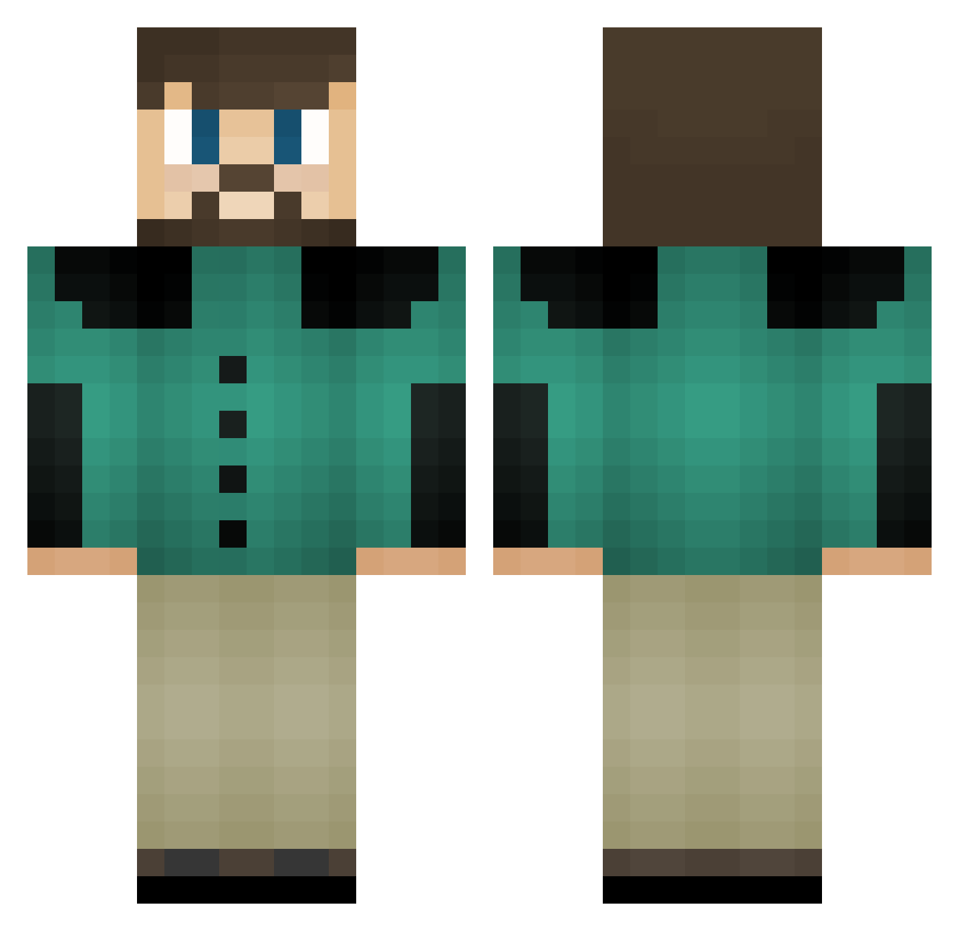 Primguardian Minecraft skin, front and back view