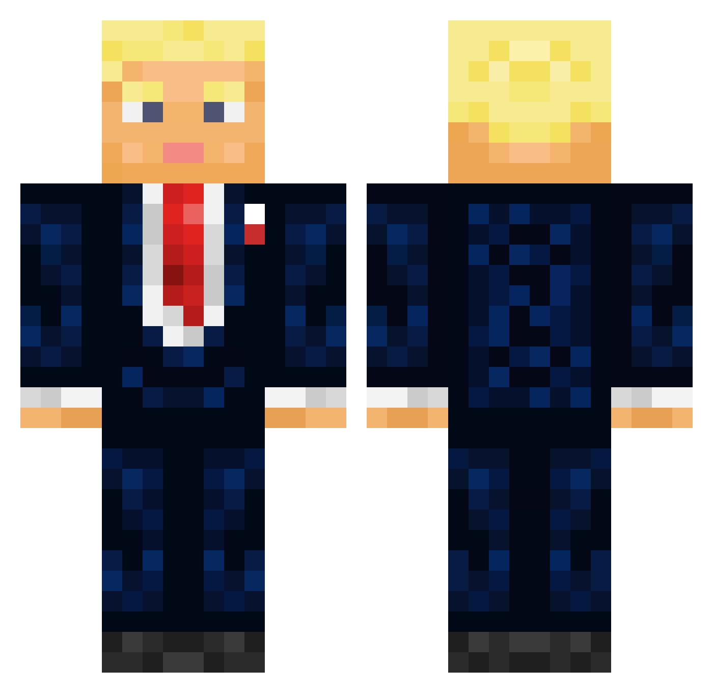 sebasic Minecraft skin, front and back view