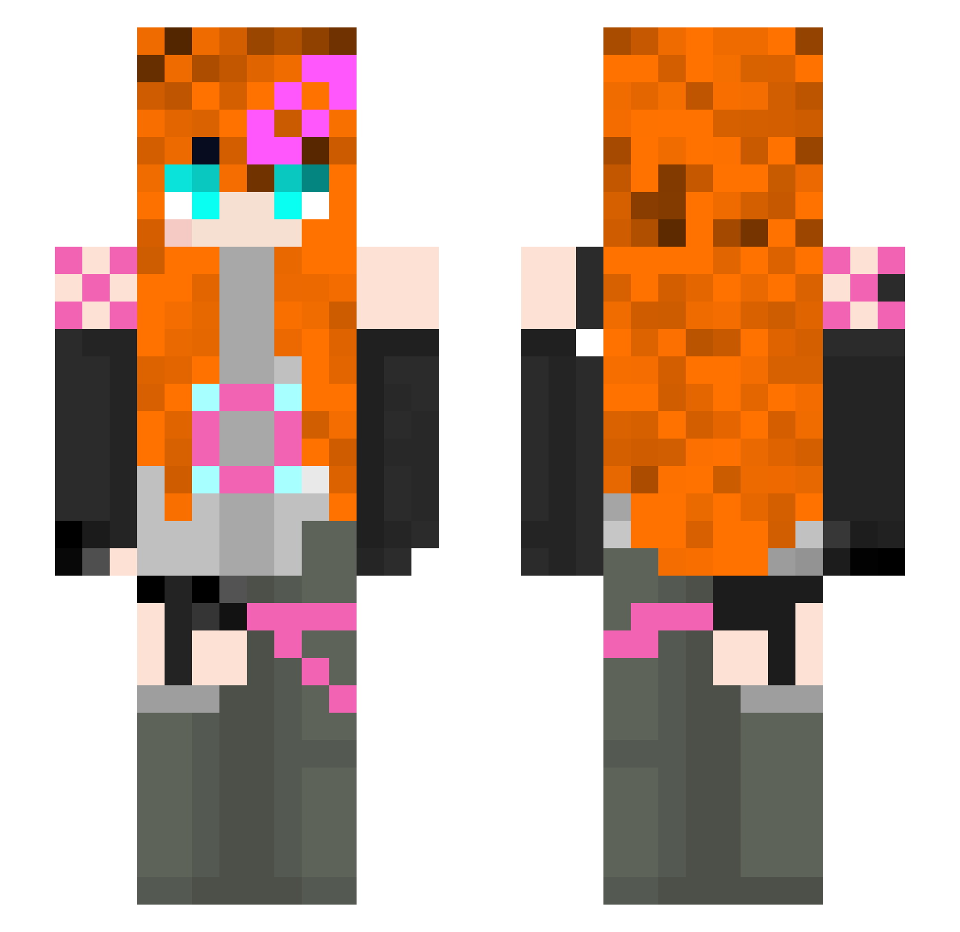 Kaos7u7 Minecraft skin, front and back view