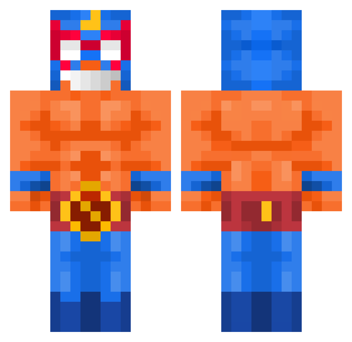 Strorman Minecraft skin, front and back view