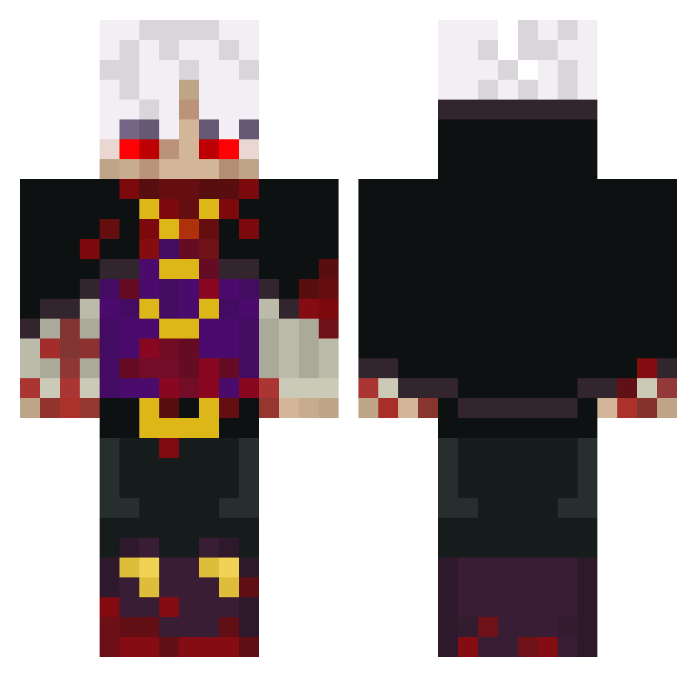 CattyMouse Minecraft skin, front and back view