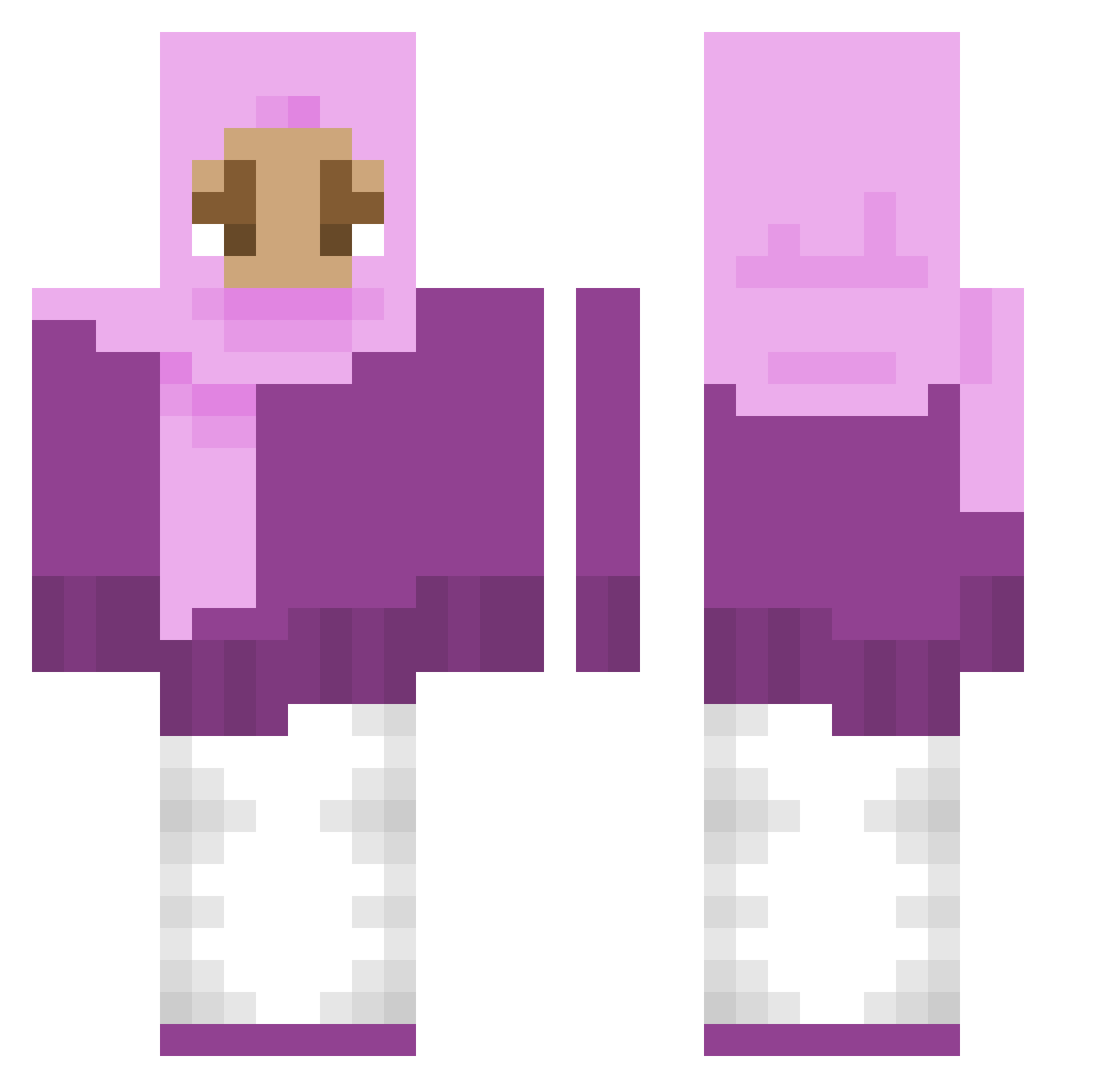 Zelalice Minecraft skin, front and back view