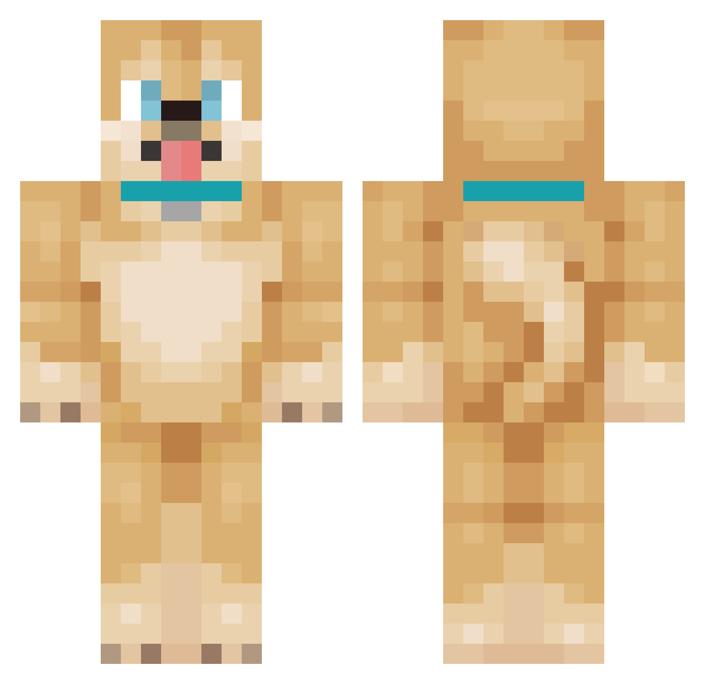 KobyDoggo Minecraft skin, front and back view