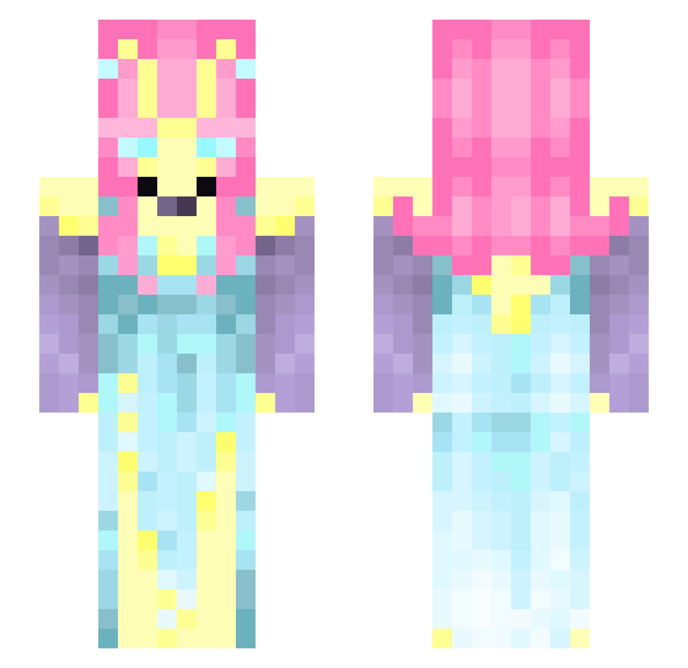 NutellaGunga Minecraft skin, front and back view