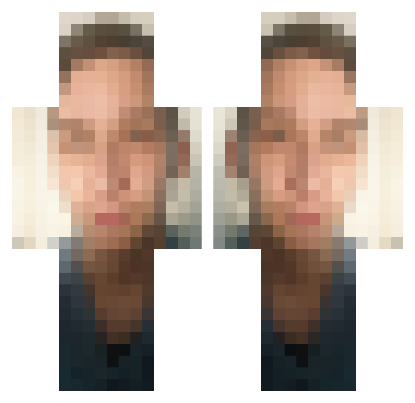 wester Minecraft skin, front and back view