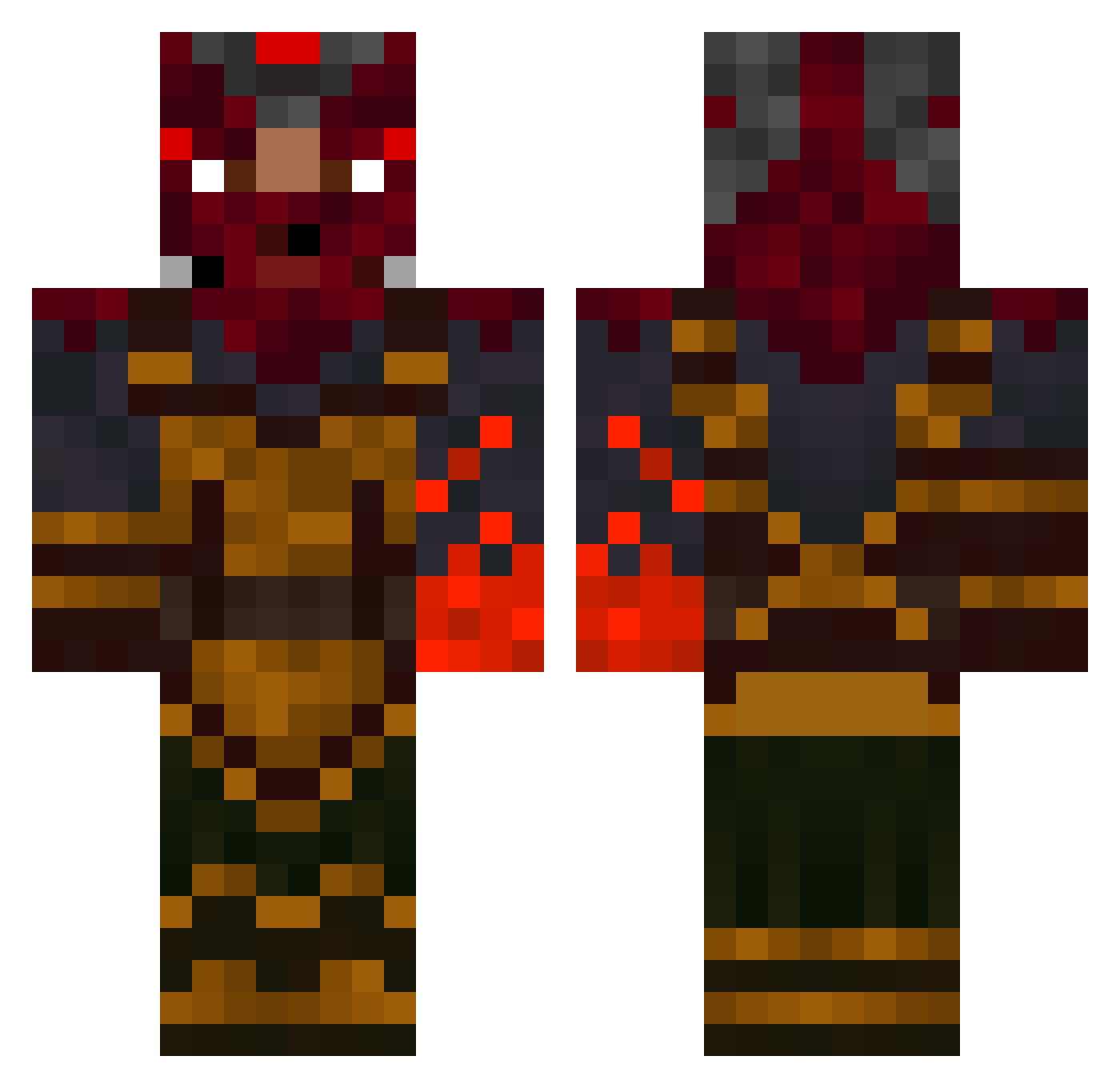 AzE_Rekt Minecraft skin, front and back view
