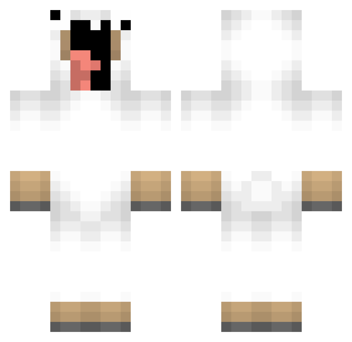 Pot2caca Minecraft skin, front and back view