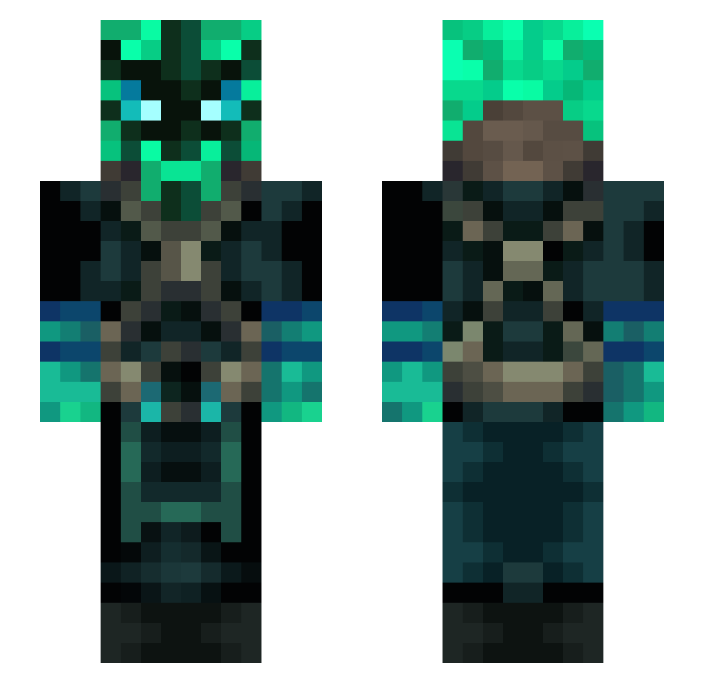 Mir4a Minecraft skin, front and back view