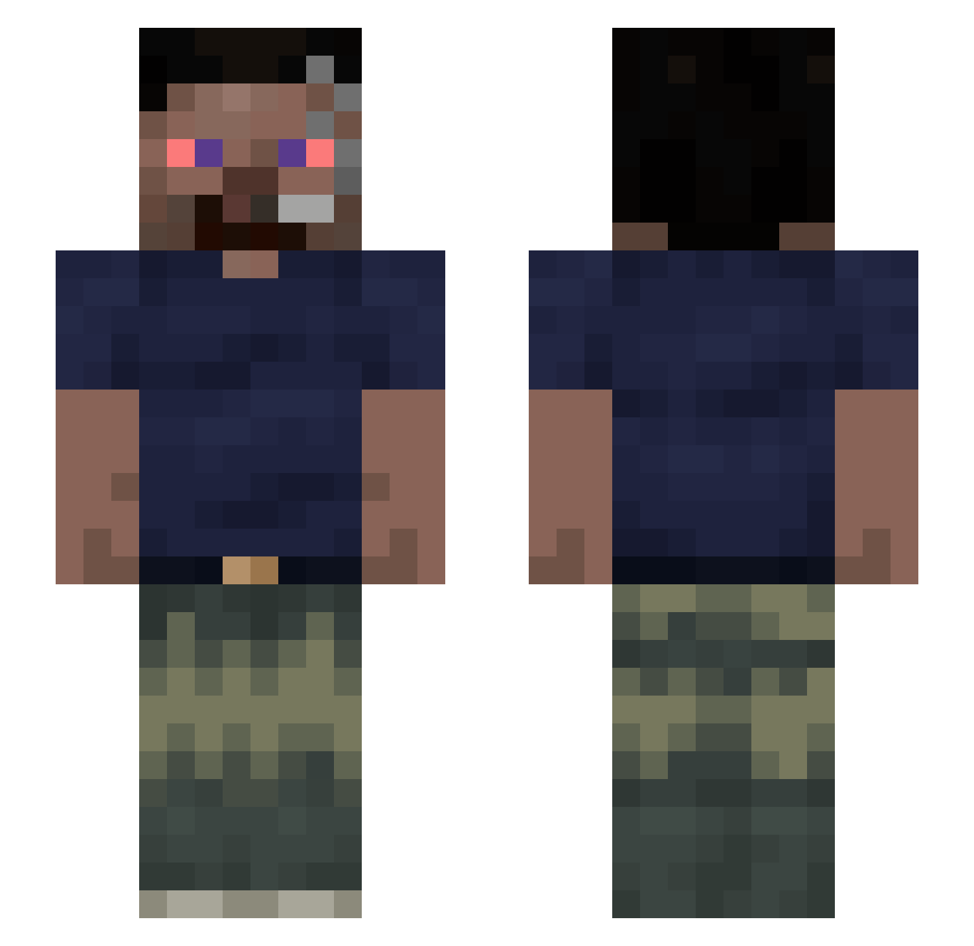 tiimmus Minecraft skin, front and back view