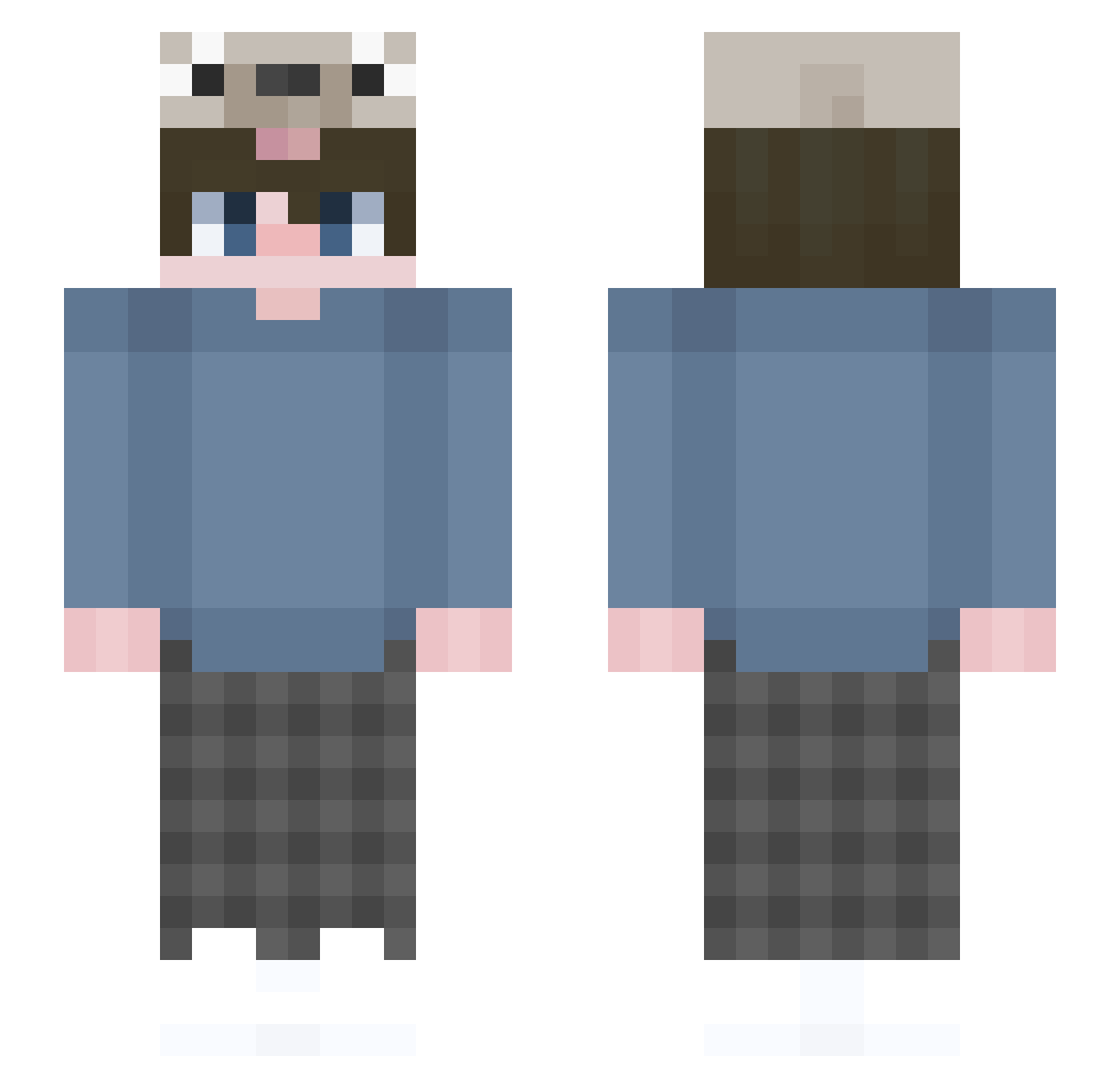 UnrealBubbles91 Minecraft skin, front and back view