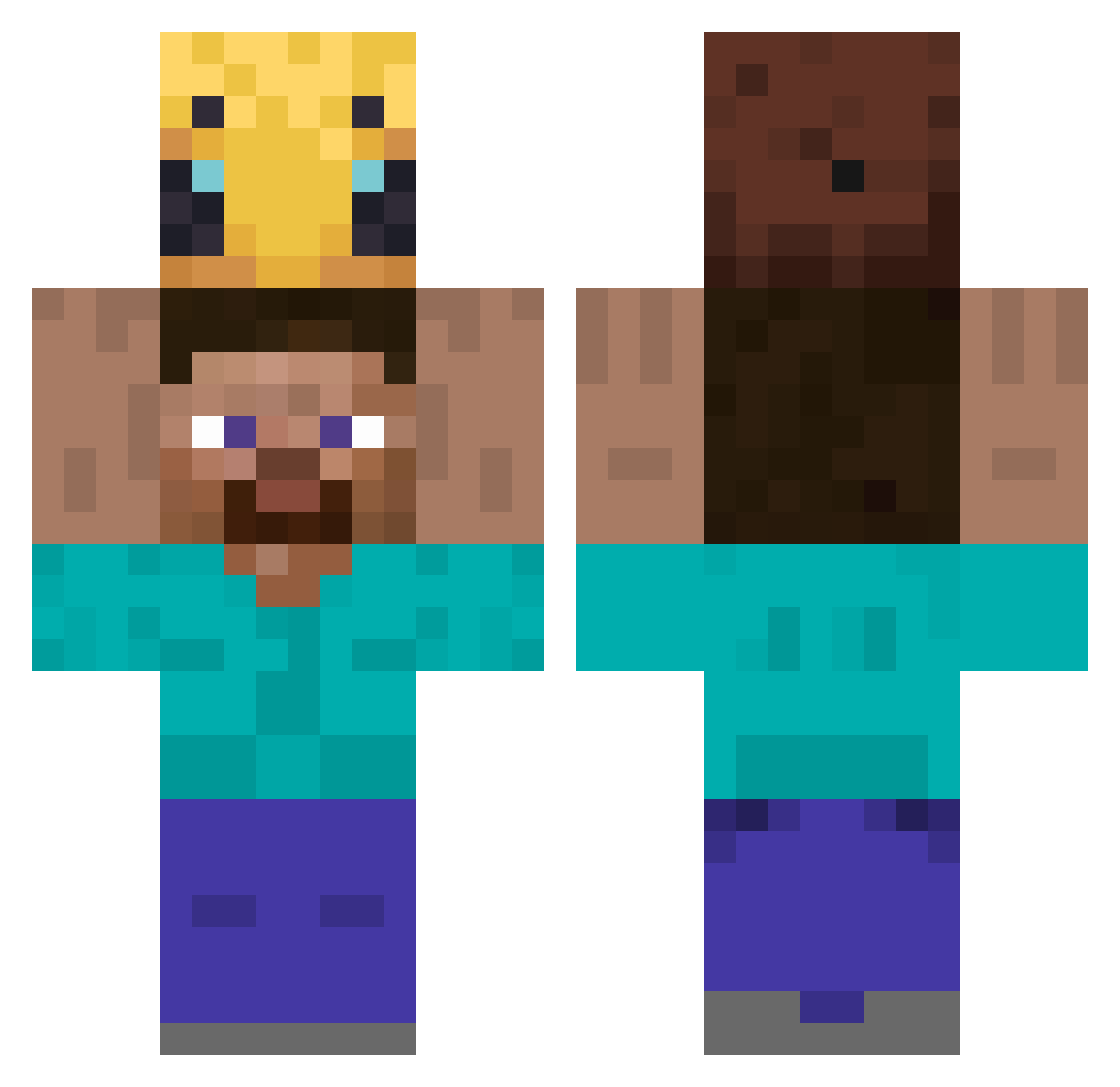Skivybiv Minecraft skin, front and back view