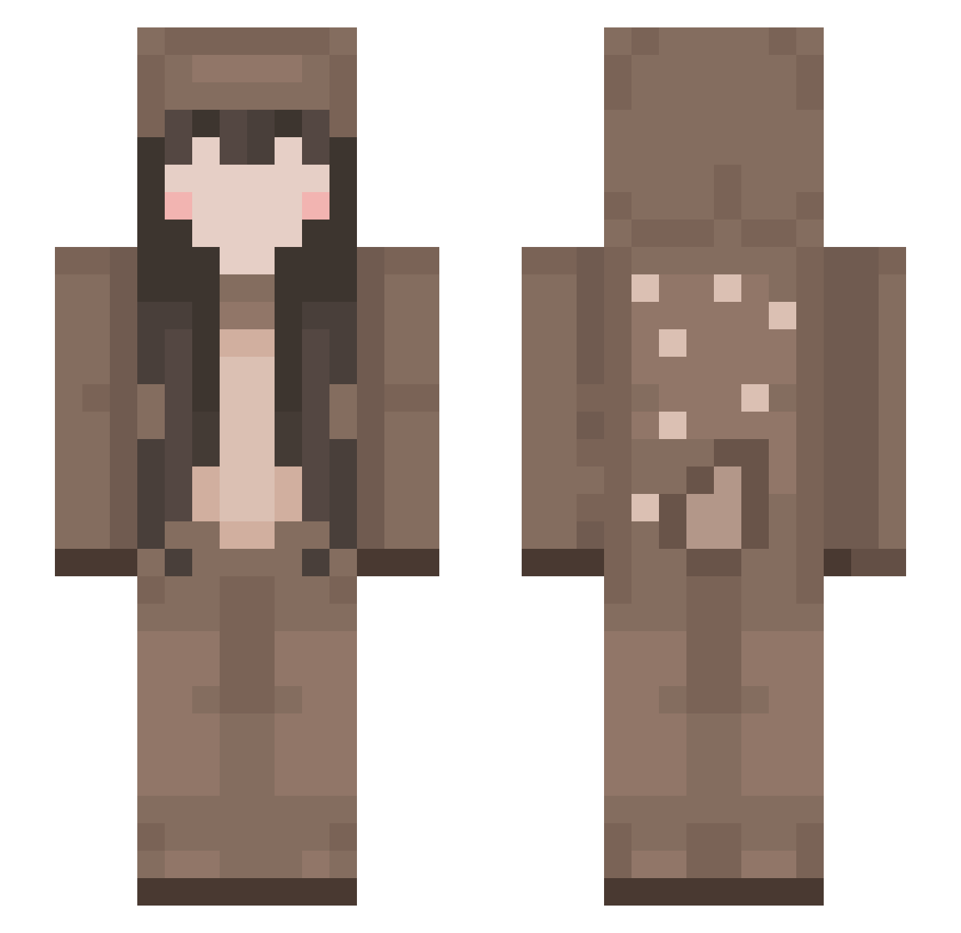 Terralysa Minecraft skin, front and back view