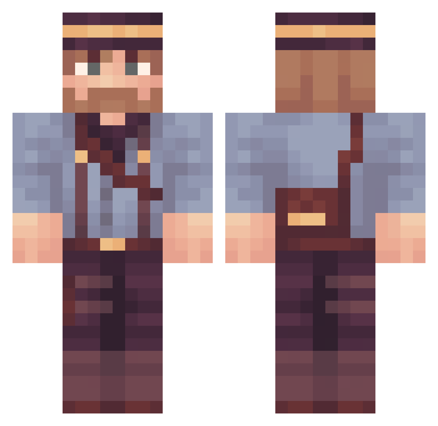 LunaComeGiz Minecraft skin, front and back view