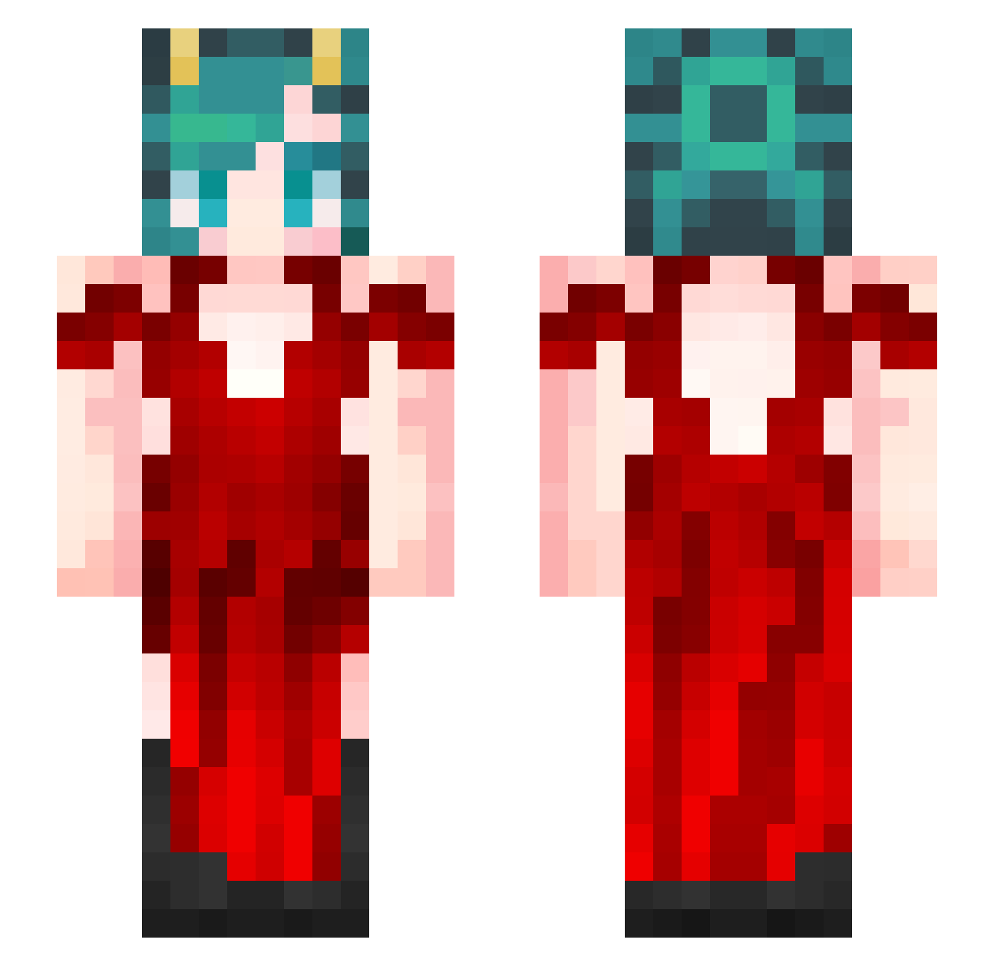Uncrumpled Minecraft skin, front and back view