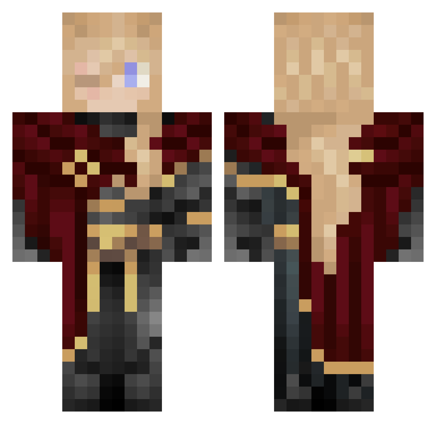 whistlstop Minecraft skin, front and back view