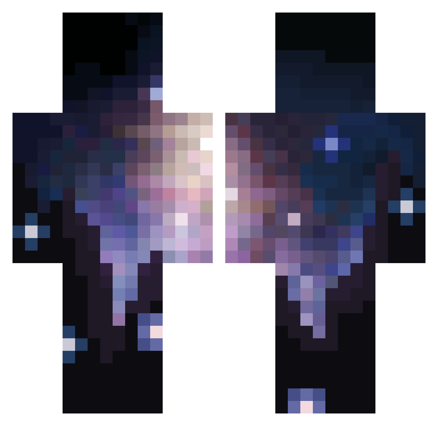 SuhhTV Minecraft skin, front and back view