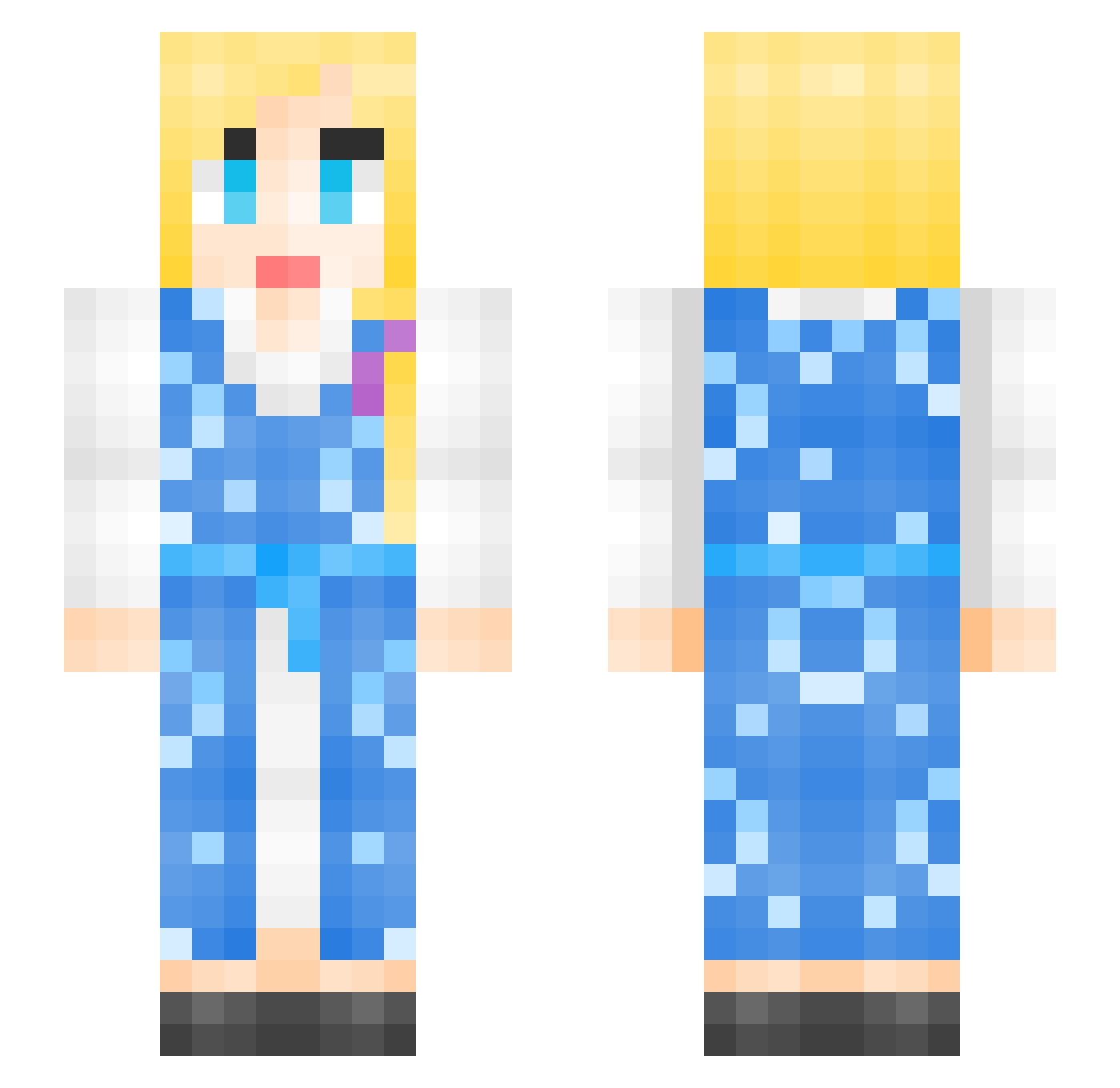 OraBunny Minecraft skin, front and back view