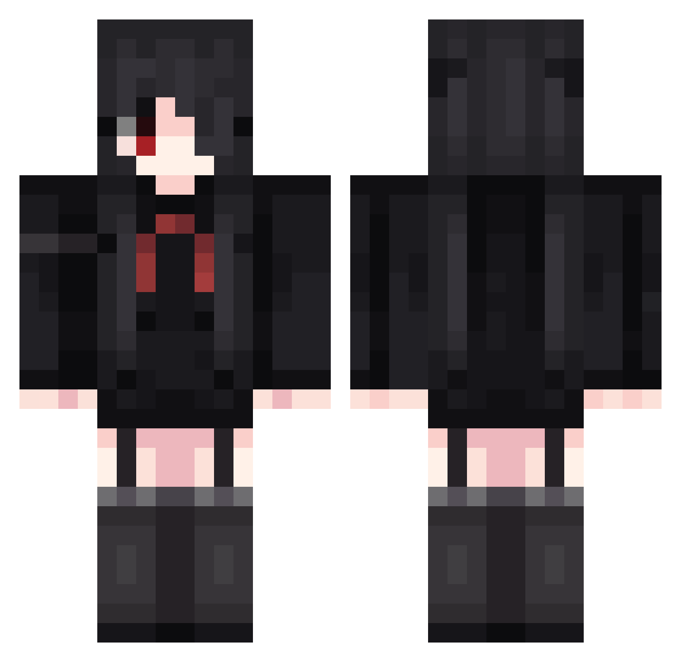 7Kyuubi Minecraft skin, front and back view