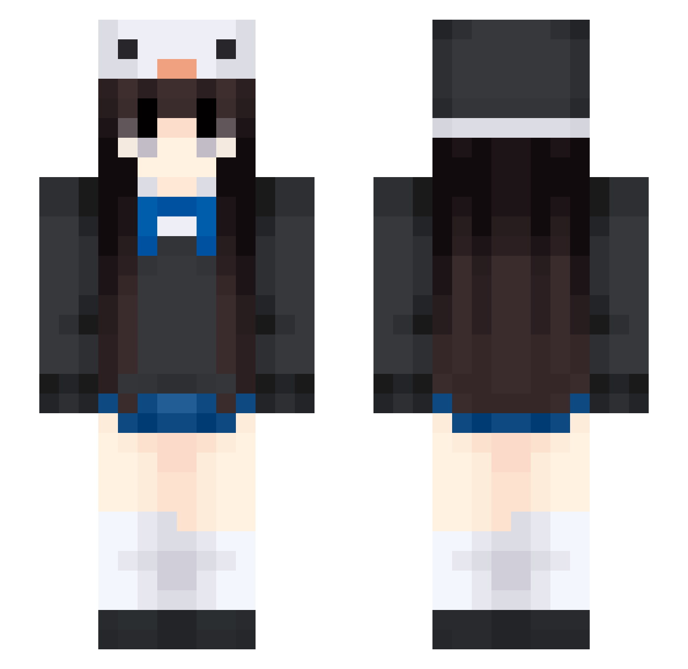 MoosMio Minecraft skin, front and back view